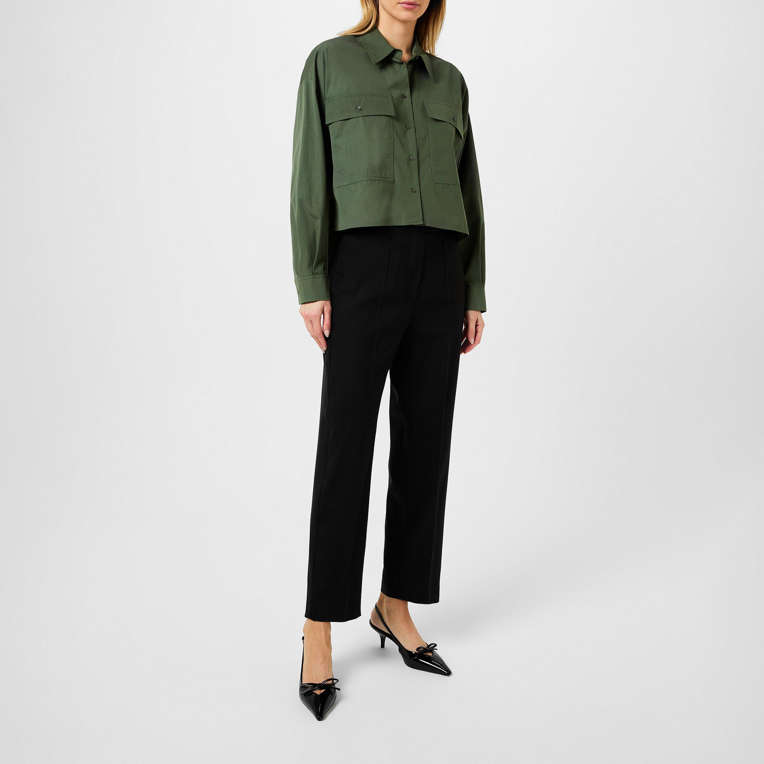 Kaki 011 - Weekend Max Mara - Women's Carter Long-Sleeve Plain Shirt - 4