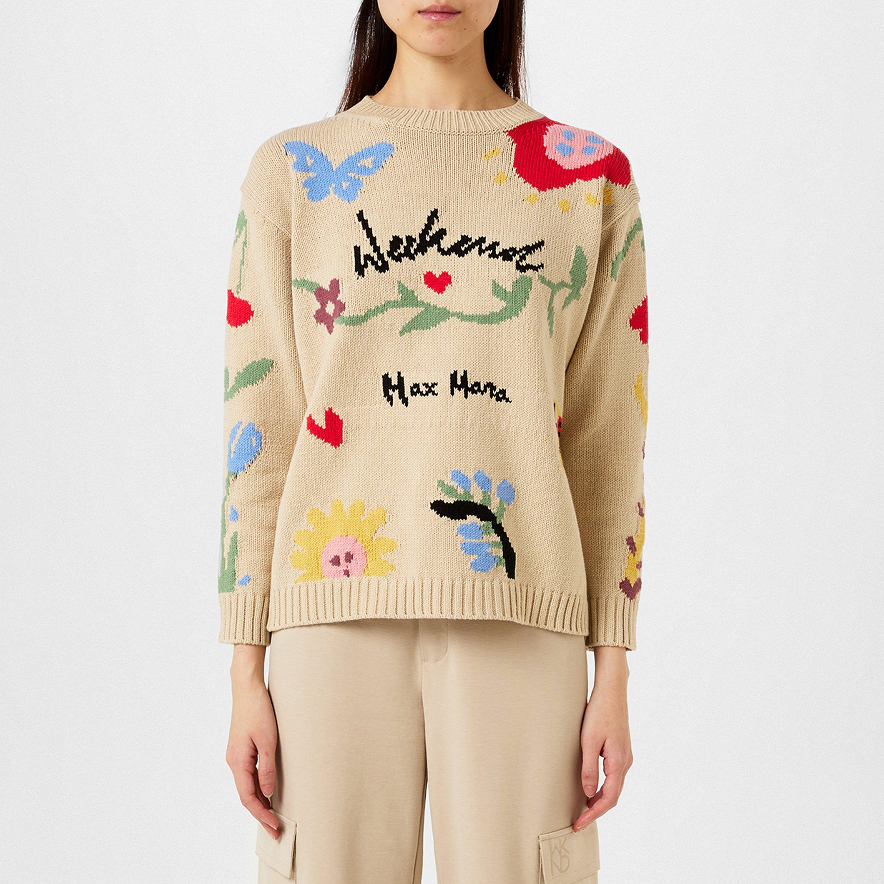 White 001 - Weekend Max Mara - Long Sleeved Inlay Sweater - 1