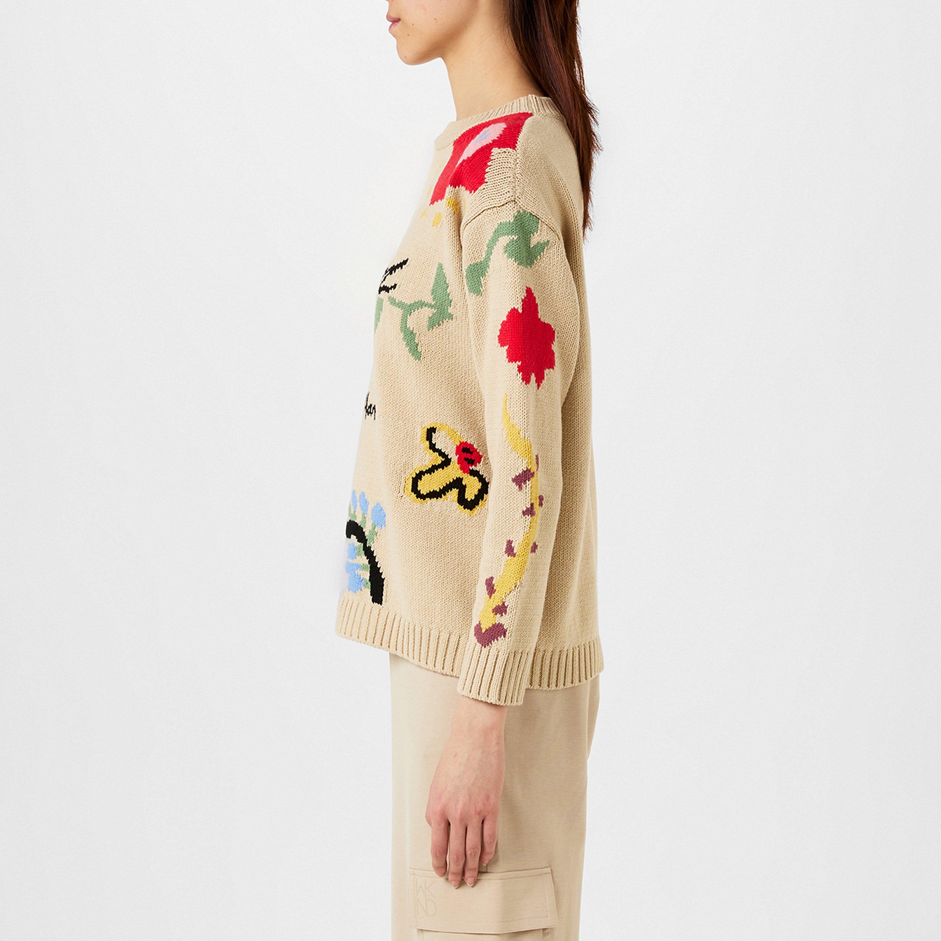 White 001 - Weekend Max Mara - Long Sleeved Inlay Sweater - 2