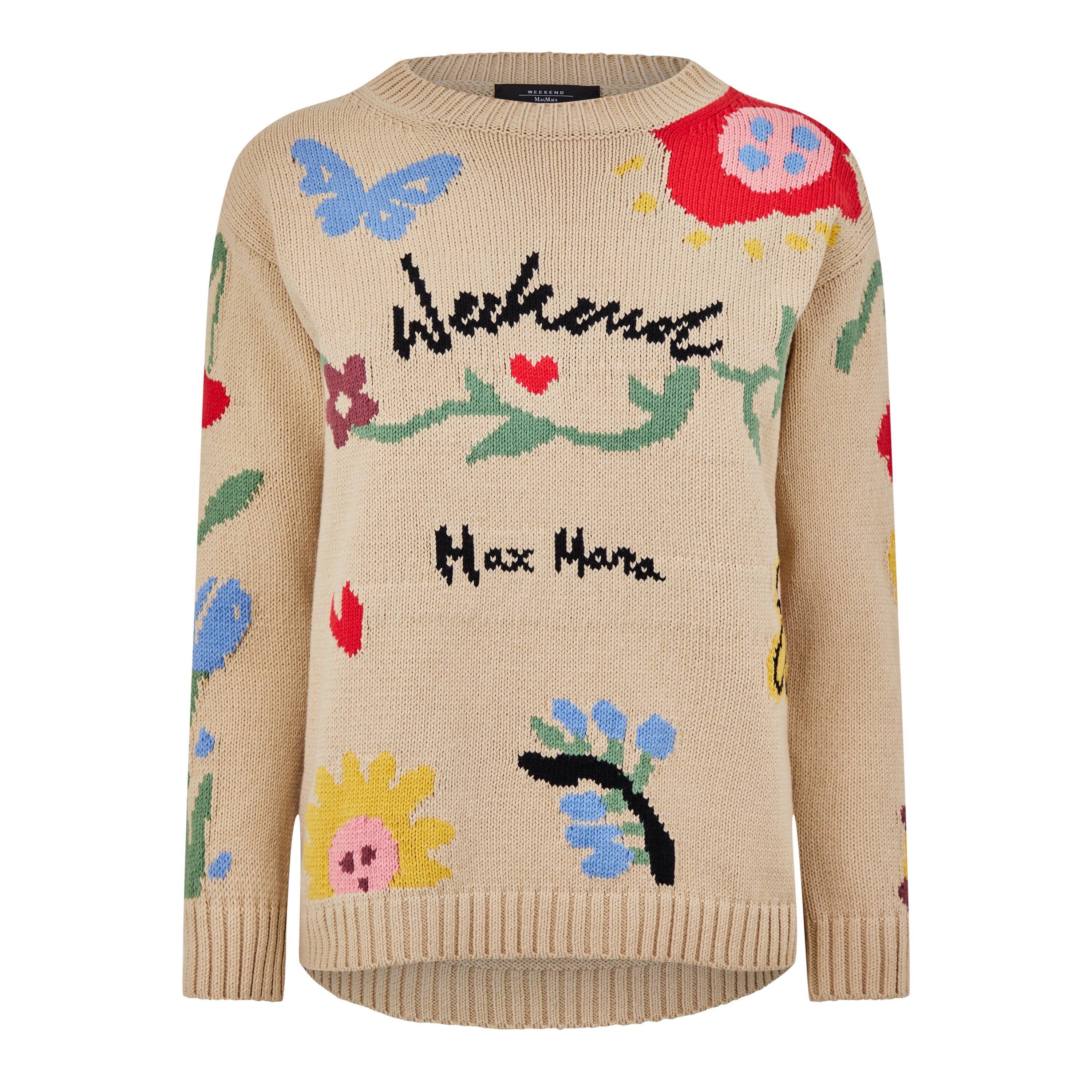 White 001 - Weekend Max Mara - Long Sleeved Inlay Sweater - 6