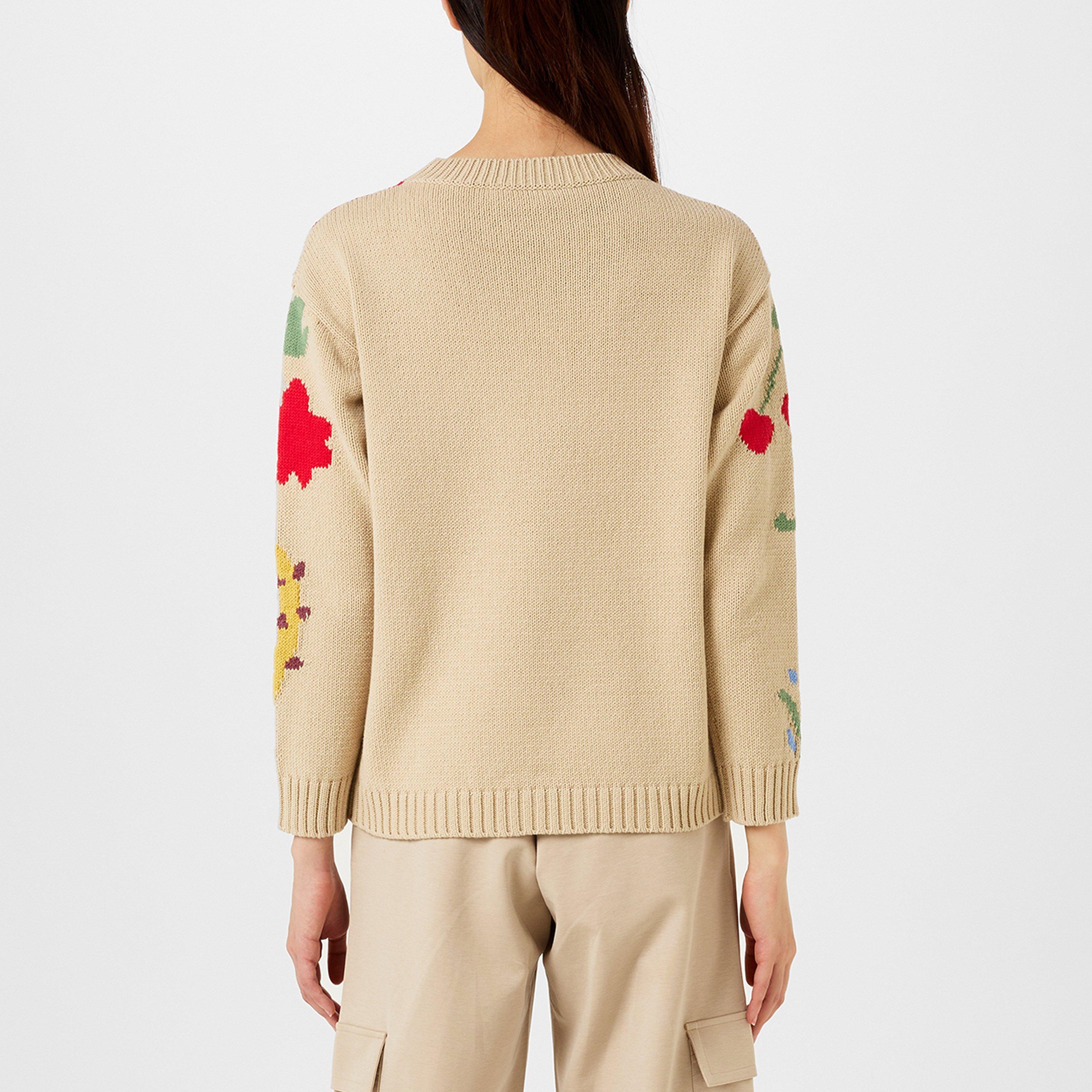 White 001 - Weekend Max Mara - Long Sleeved Inlay Sweater - 3