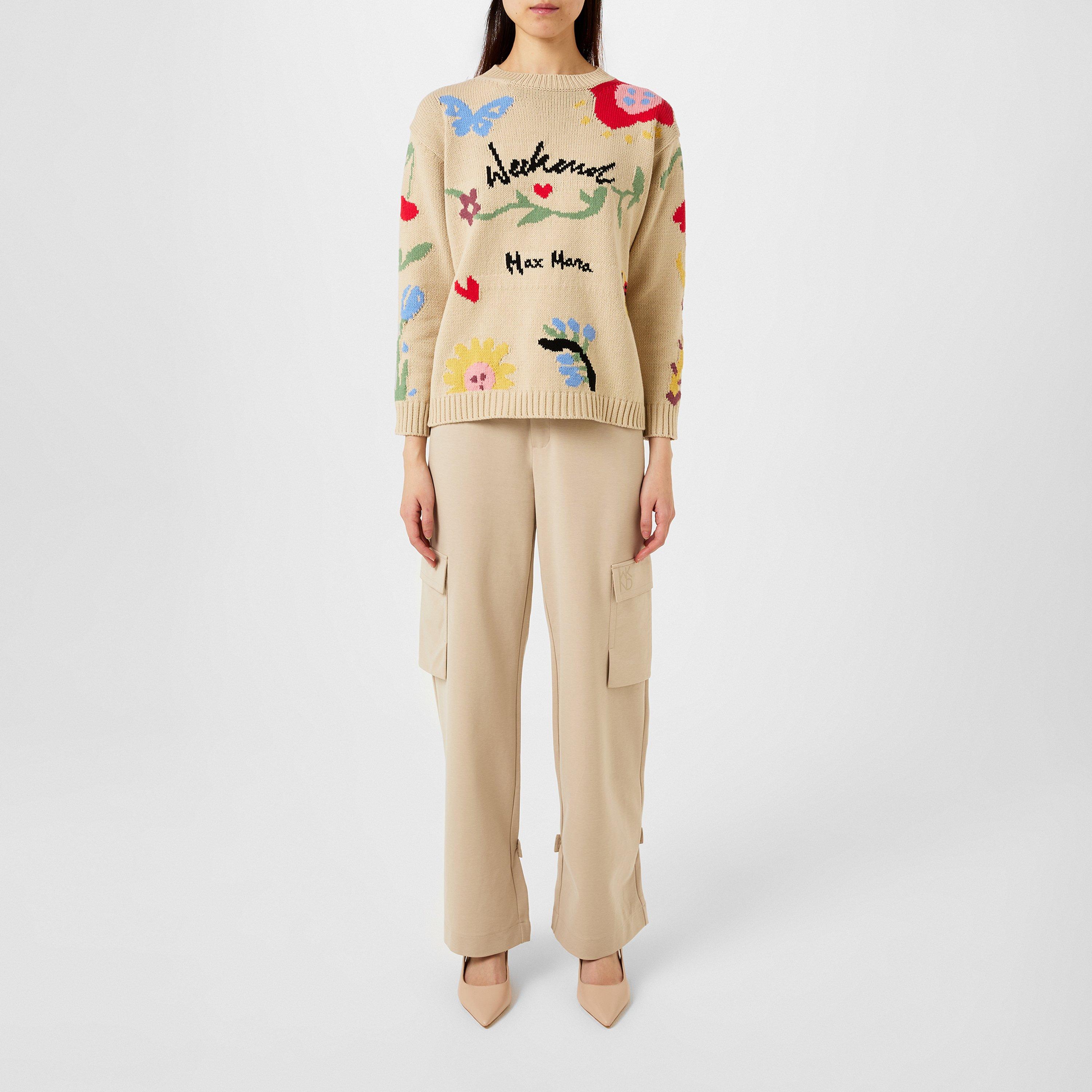 White 001 - Weekend Max Mara - Long Sleeved Inlay Sweater - 4