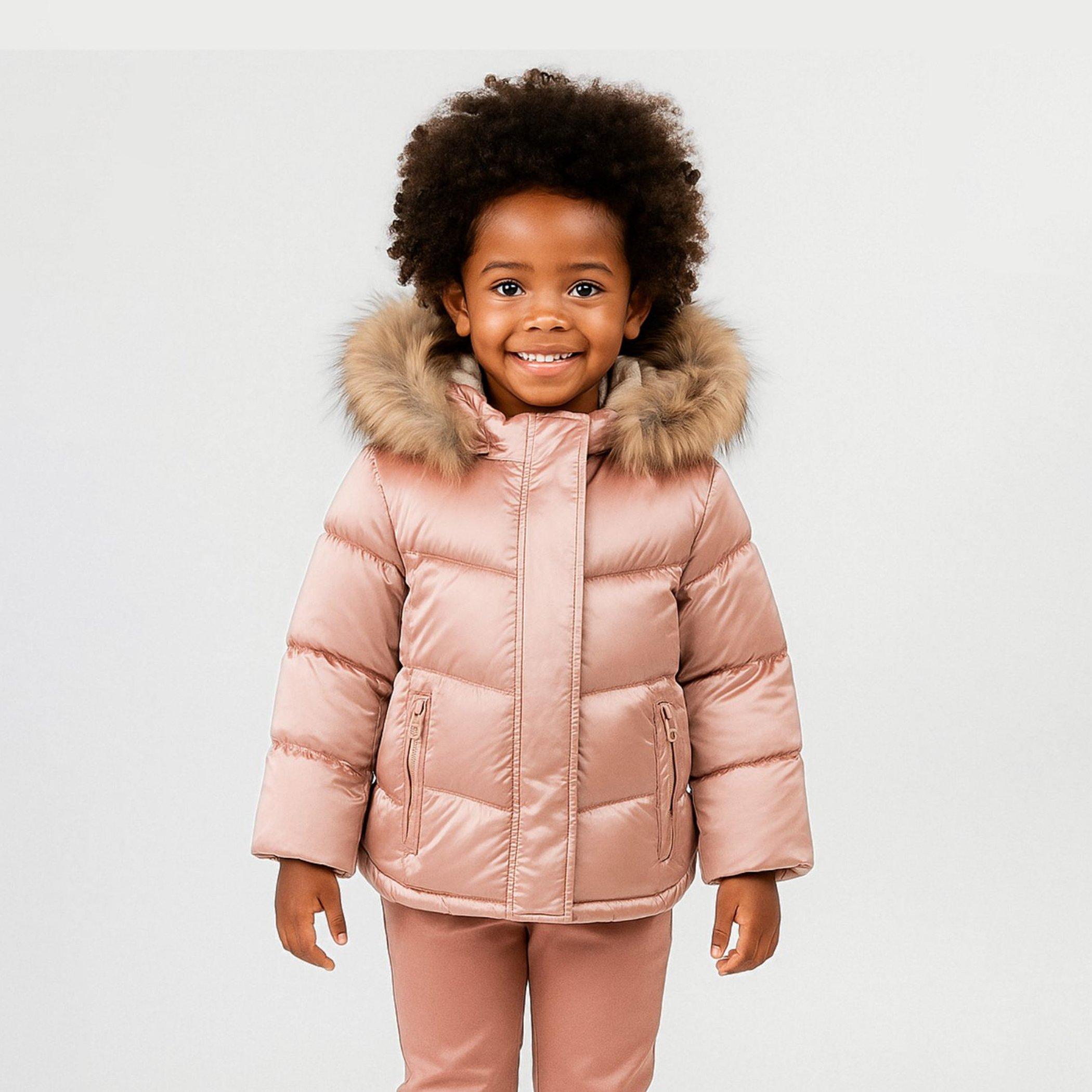 Pink - Minoti - Girls winter jacket with metallic finish and faux fur pink - 2