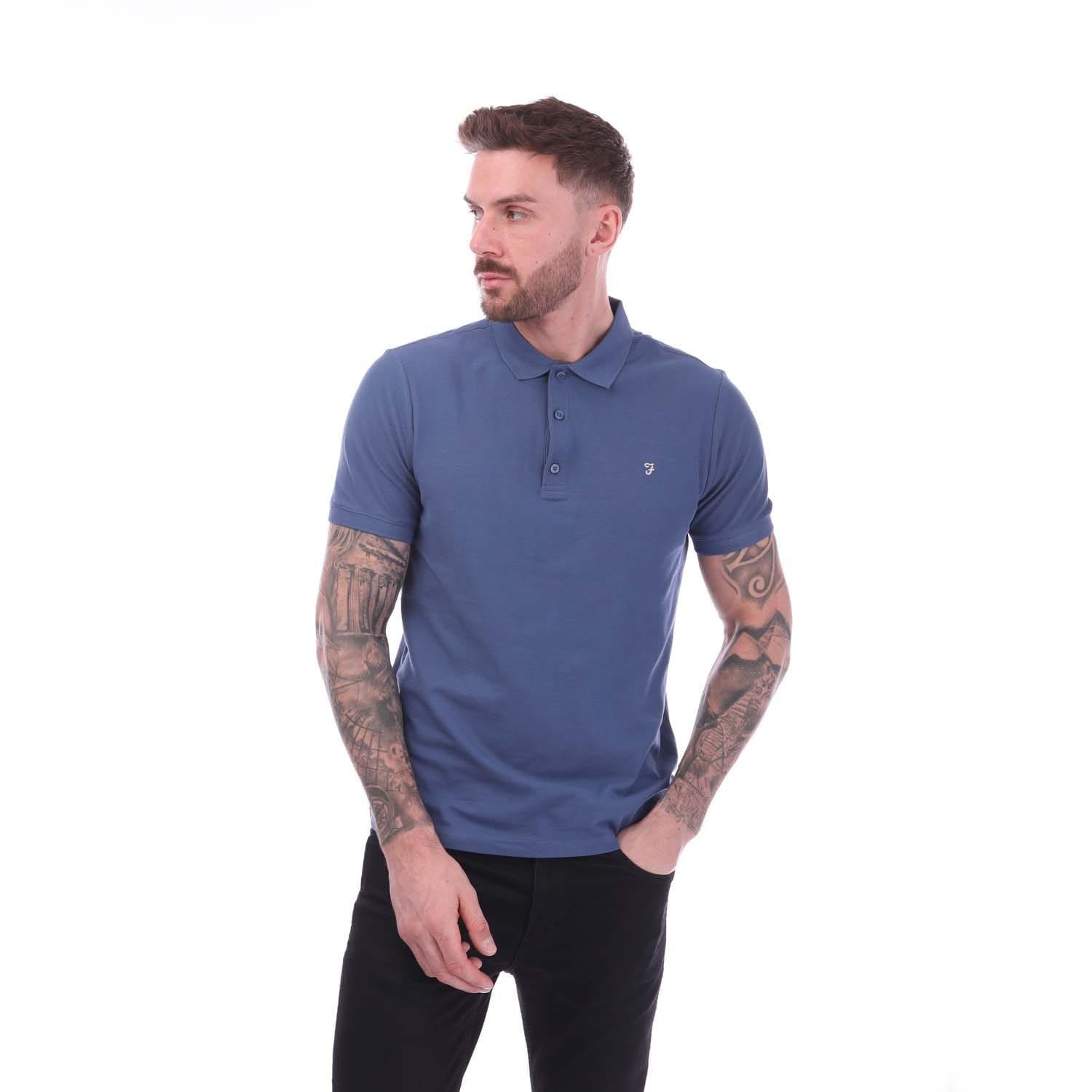 Blue - Farah - Hudson Polo Shirt - 1