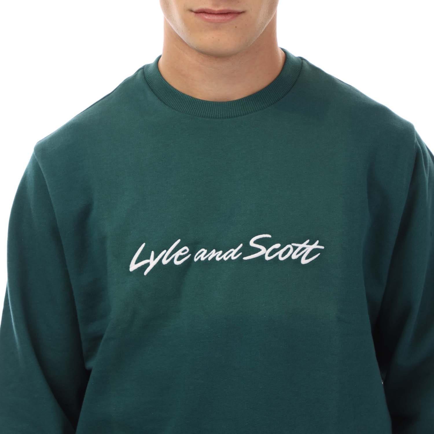 Green White - Lyle and Scott - Script Sweatshirt - 2