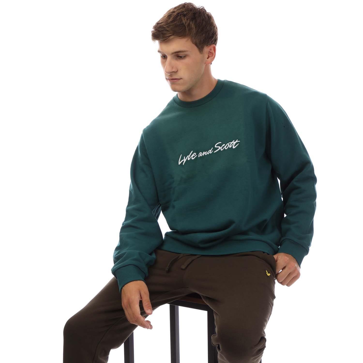 Green White - Lyle and Scott - Script Sweatshirt - 4