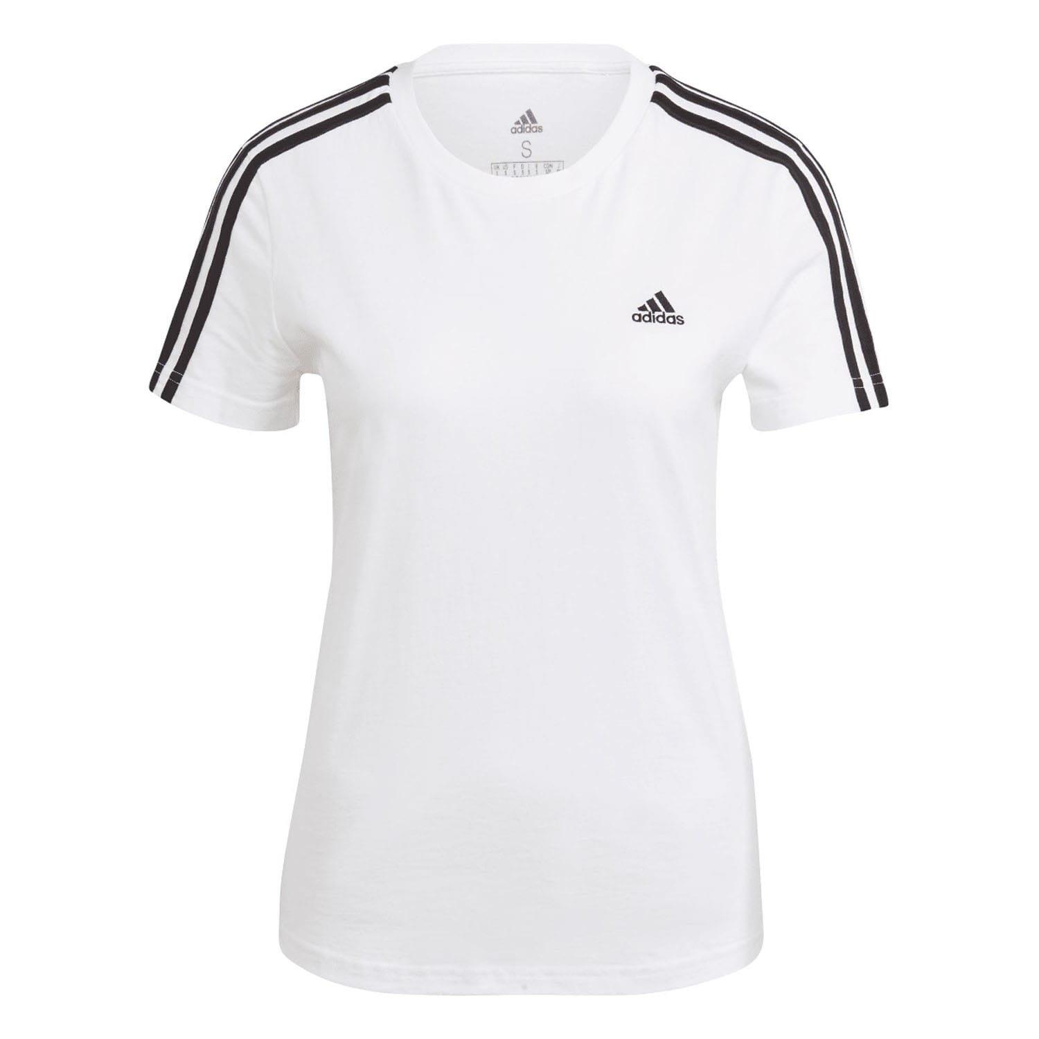 White - adidas - Essentials Slim 3-Stripes T-Shirt - 2