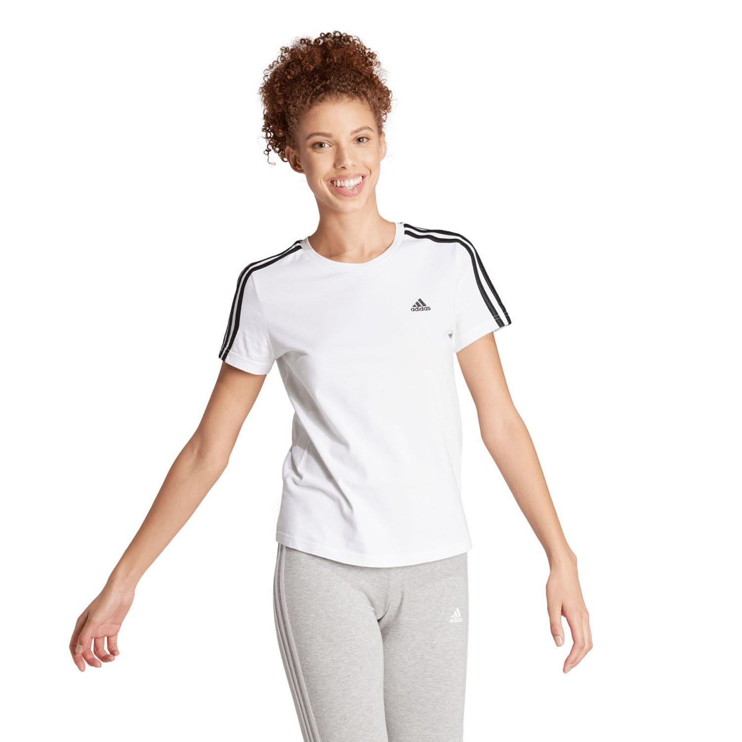 White - adidas - Essentials Slim 3-Stripes T-Shirt - 3