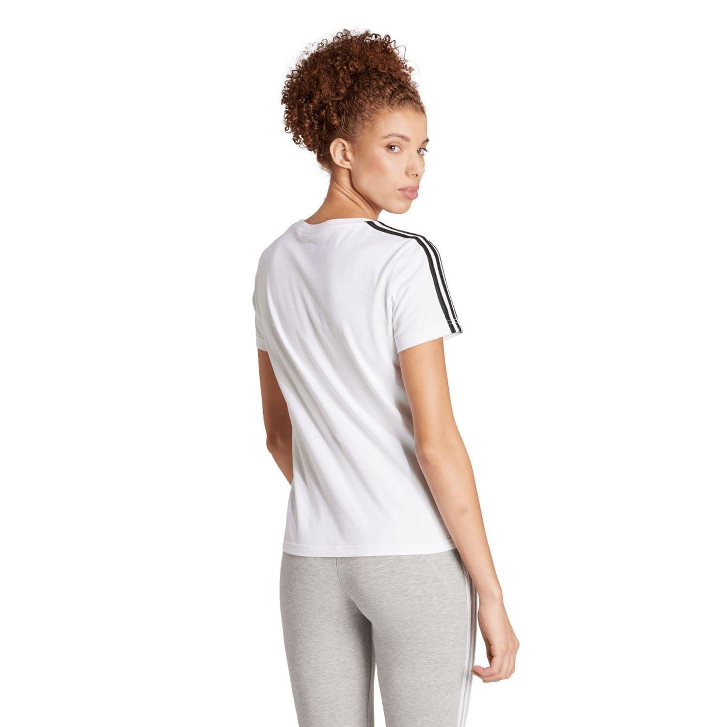 White - adidas - Essentials Slim 3-Stripes T-Shirt - 5