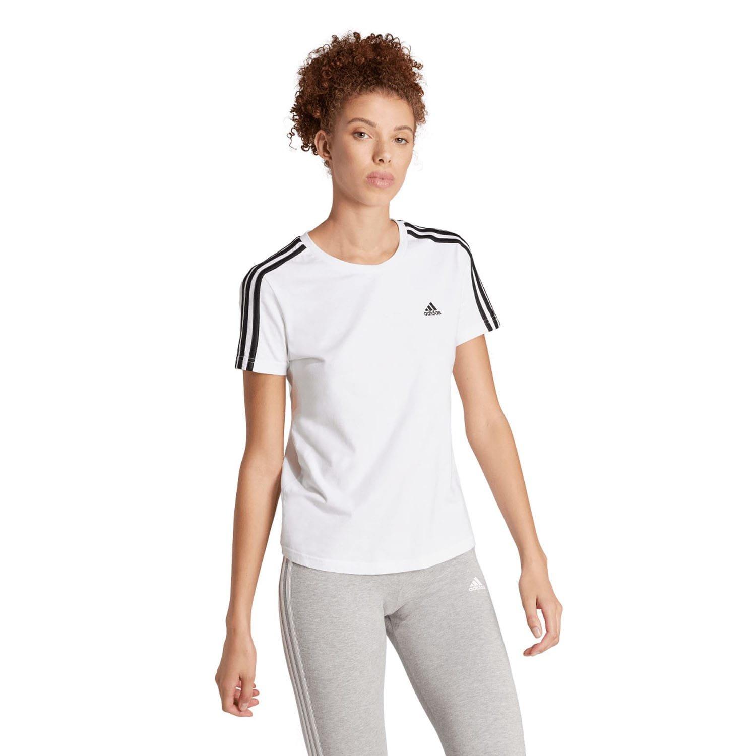 White - adidas - Essentials Slim 3-Stripes T-Shirt - 6