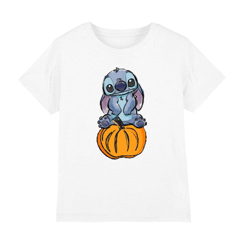 White - Disney - Lilo & Stitch Pumpkin Sketch Kids T-Shirt White - 1