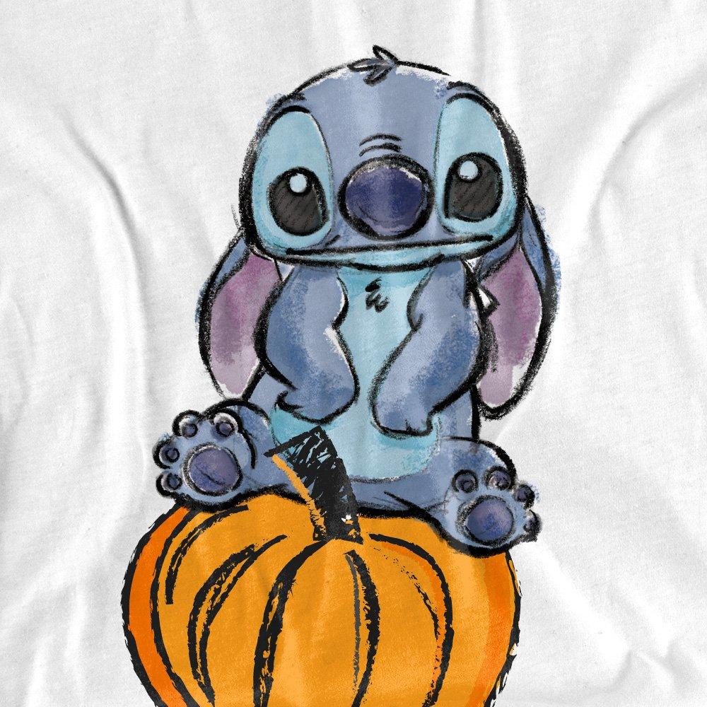 White - Disney - Lilo & Stitch Pumpkin Sketch Kids T-Shirt White - 2