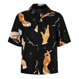 Amiri Champagne Print Silk Shirt