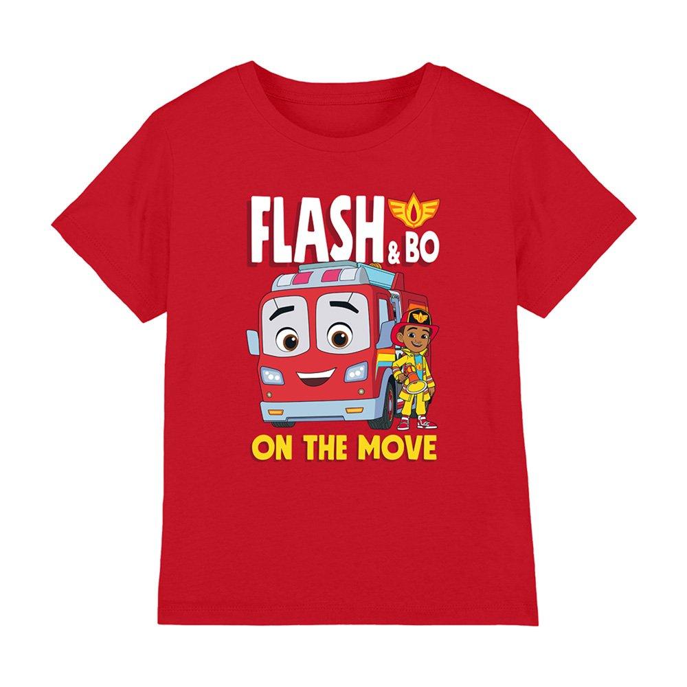 Disney Boys Firebuds Flash Fire Engine Kids T-Shirt Red - 7-8 Years
