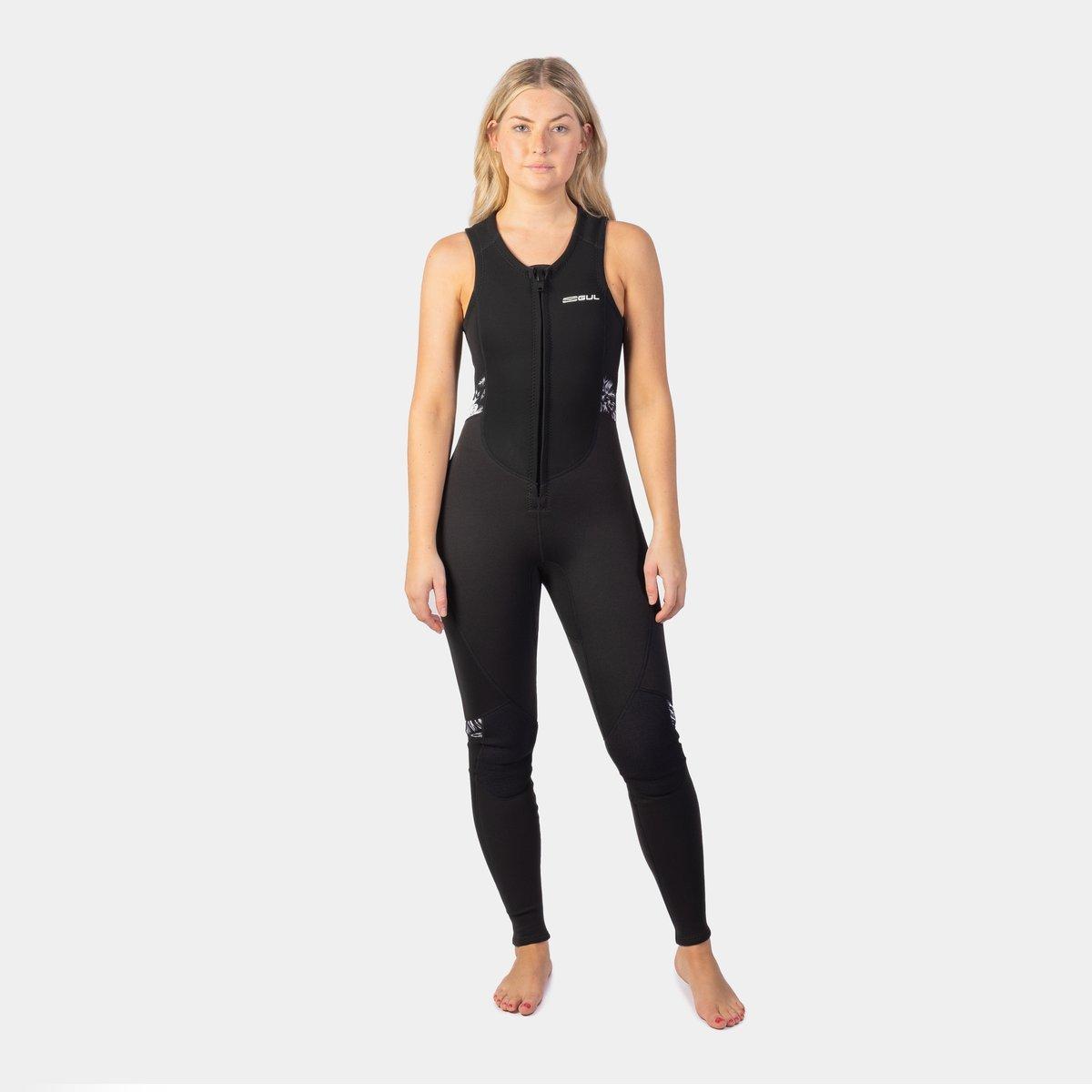 Black - Gul - WOMENS RESPONSE 3/2MM FLATLOCK LONGJANE WETSUIT - 1