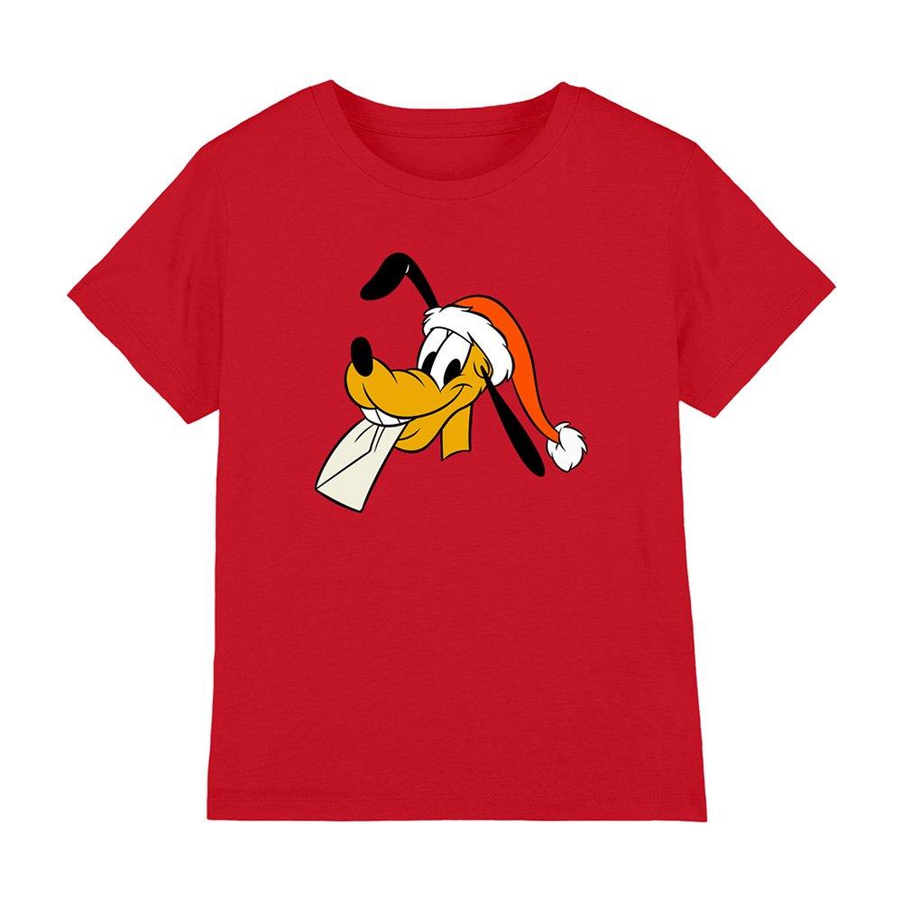 Red - Disney - Pluto Santa Hat Kids T-Shirt Red - 1