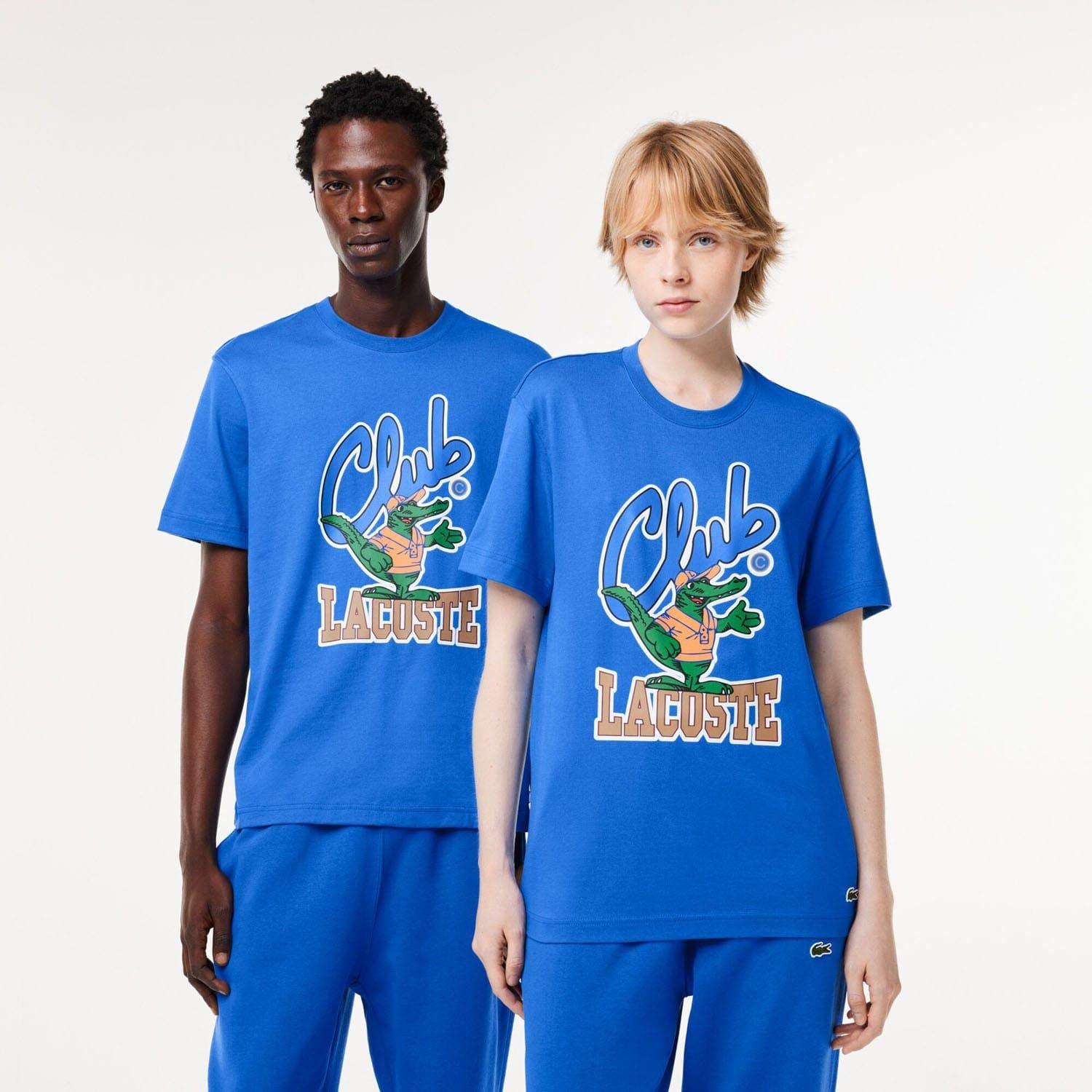 Blue - Lacoste - Relaxed Fit Signature Print T-Shirt - 1