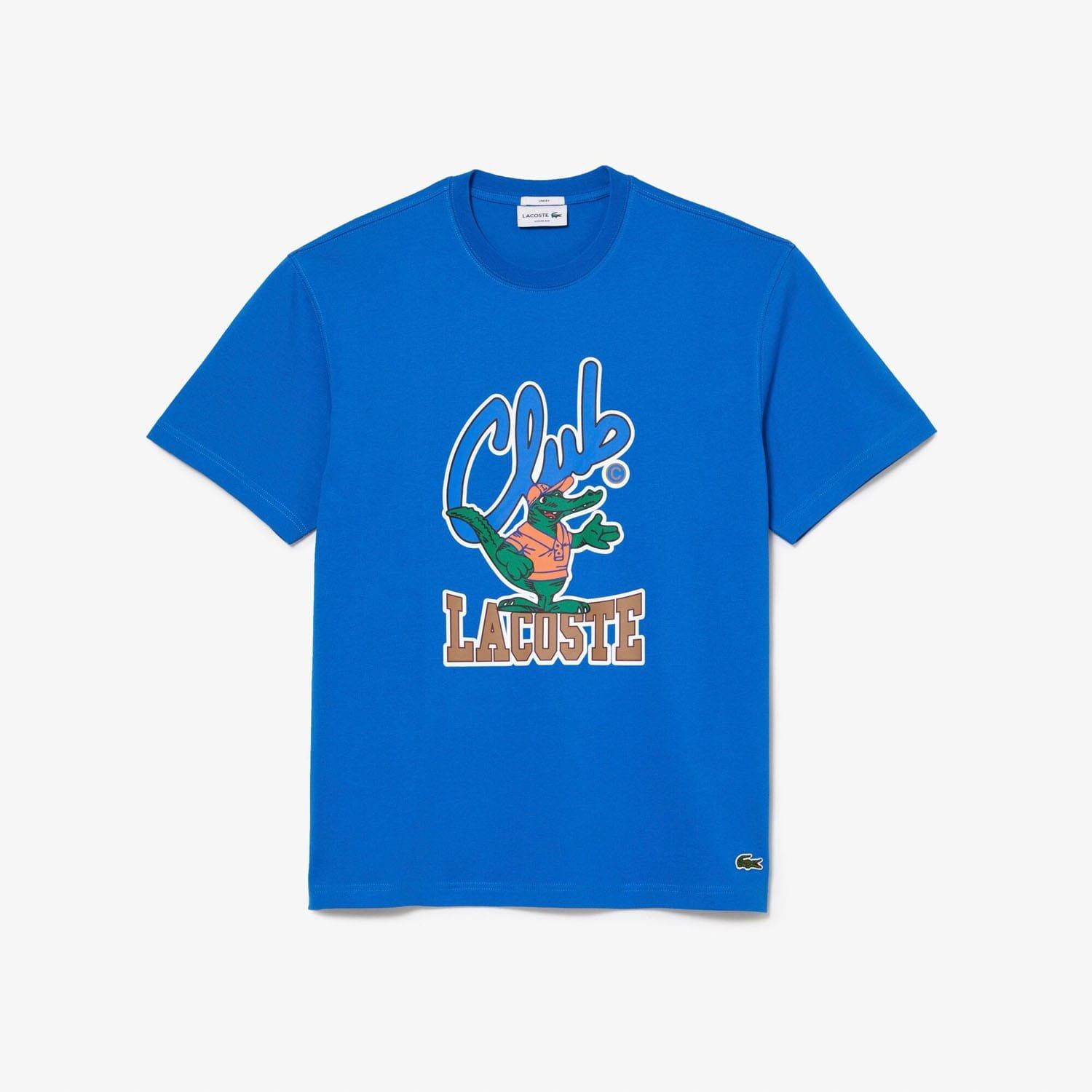 Blue - Lacoste - Relaxed Fit Signiature Print T-Shirt - 5