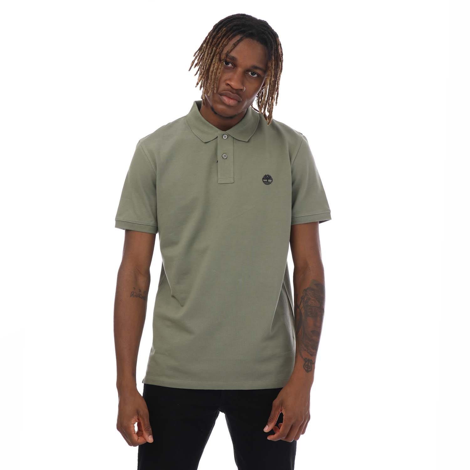 Khaki - Timberland - Millers River Pique Polo Shirt - 1