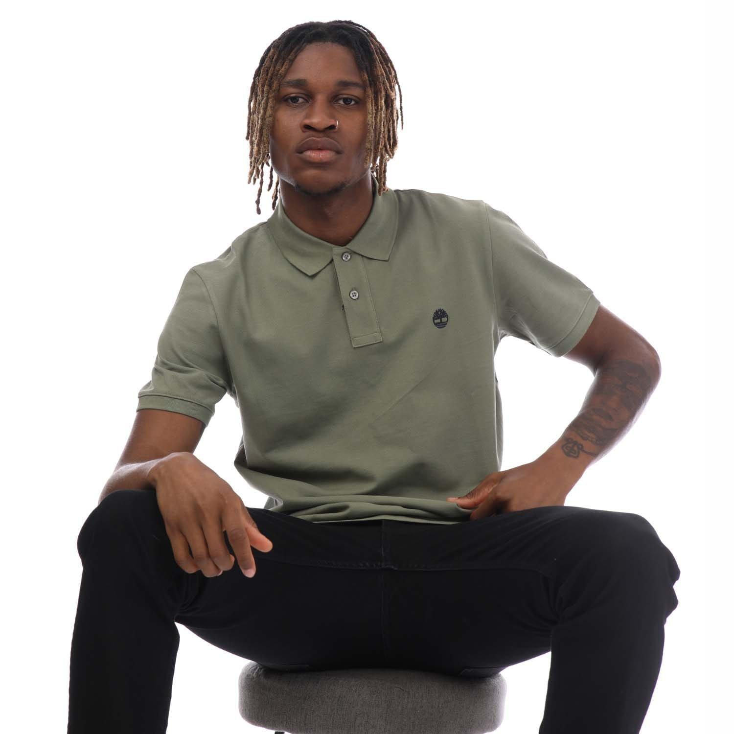 Khaki - Timberland - Millers River Pique Polo Shirt - 4