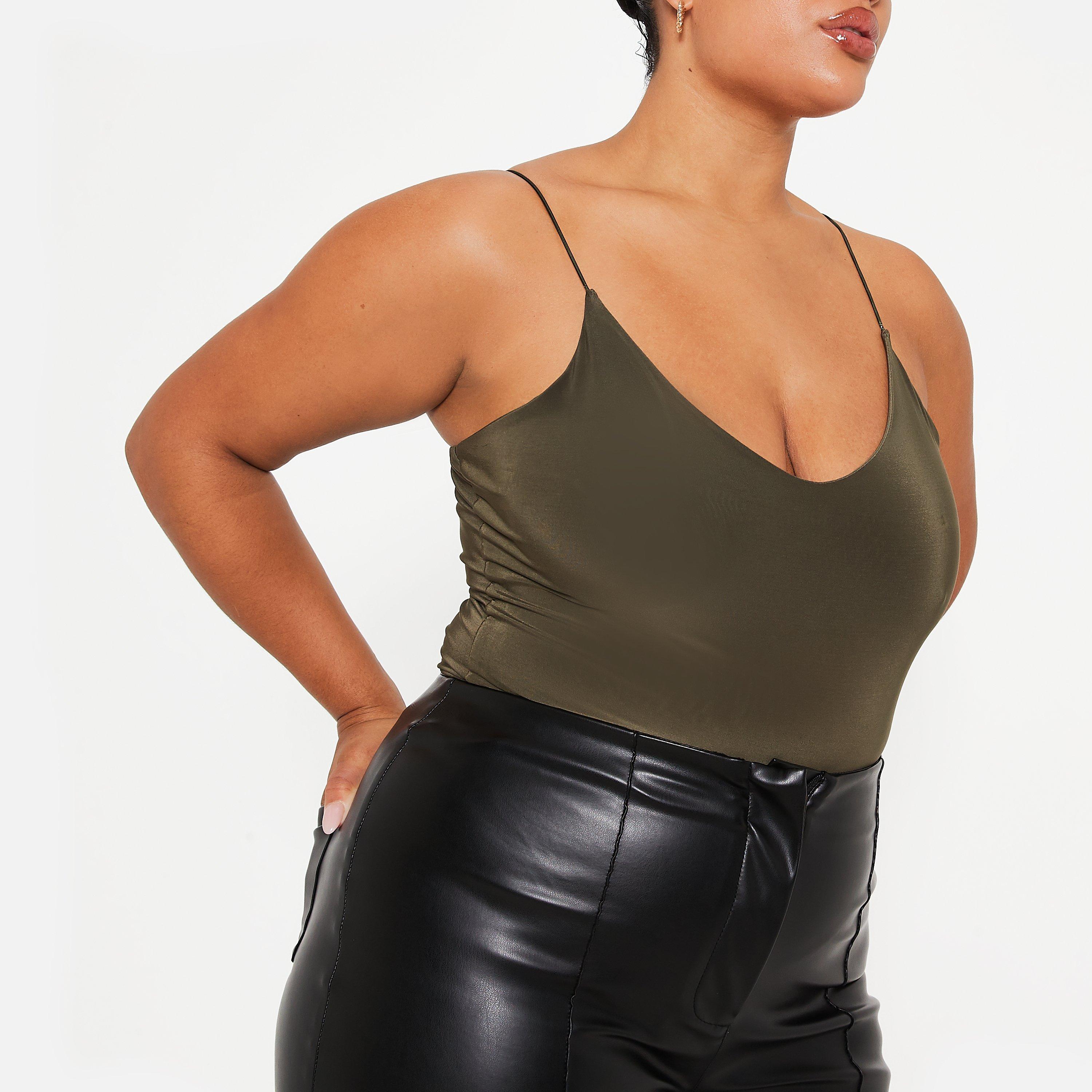 Khaki - I Saw It First - Double Layered Cami Slinky Bodysuit - 4