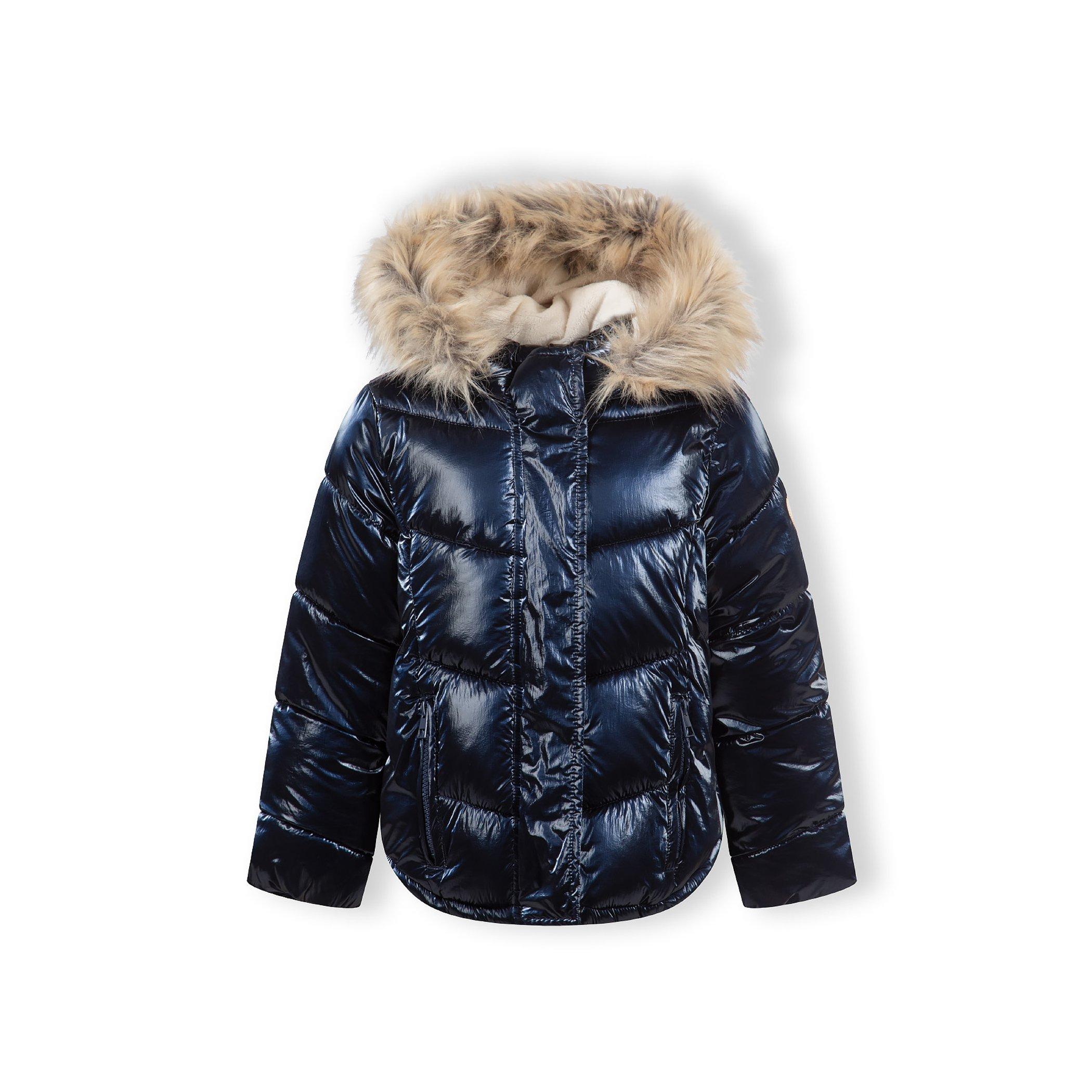 Dark Blue - Minoti - Girls winter jacket metallic finish navy - 1