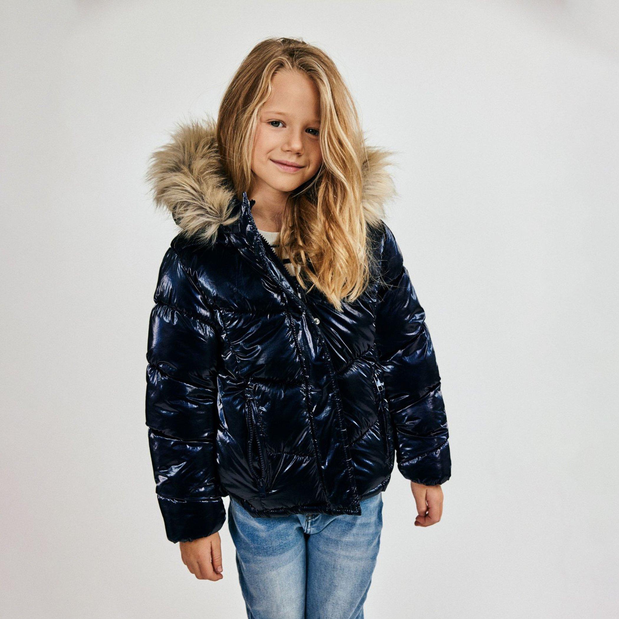 Dark Blue - Minoti - Girls winter jacket metallic finish navy - 2