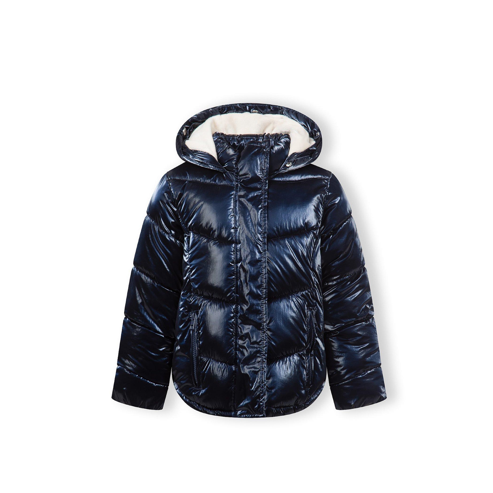 Dark Blue - Minoti - Girls winter jacket metallic finish navy - 7