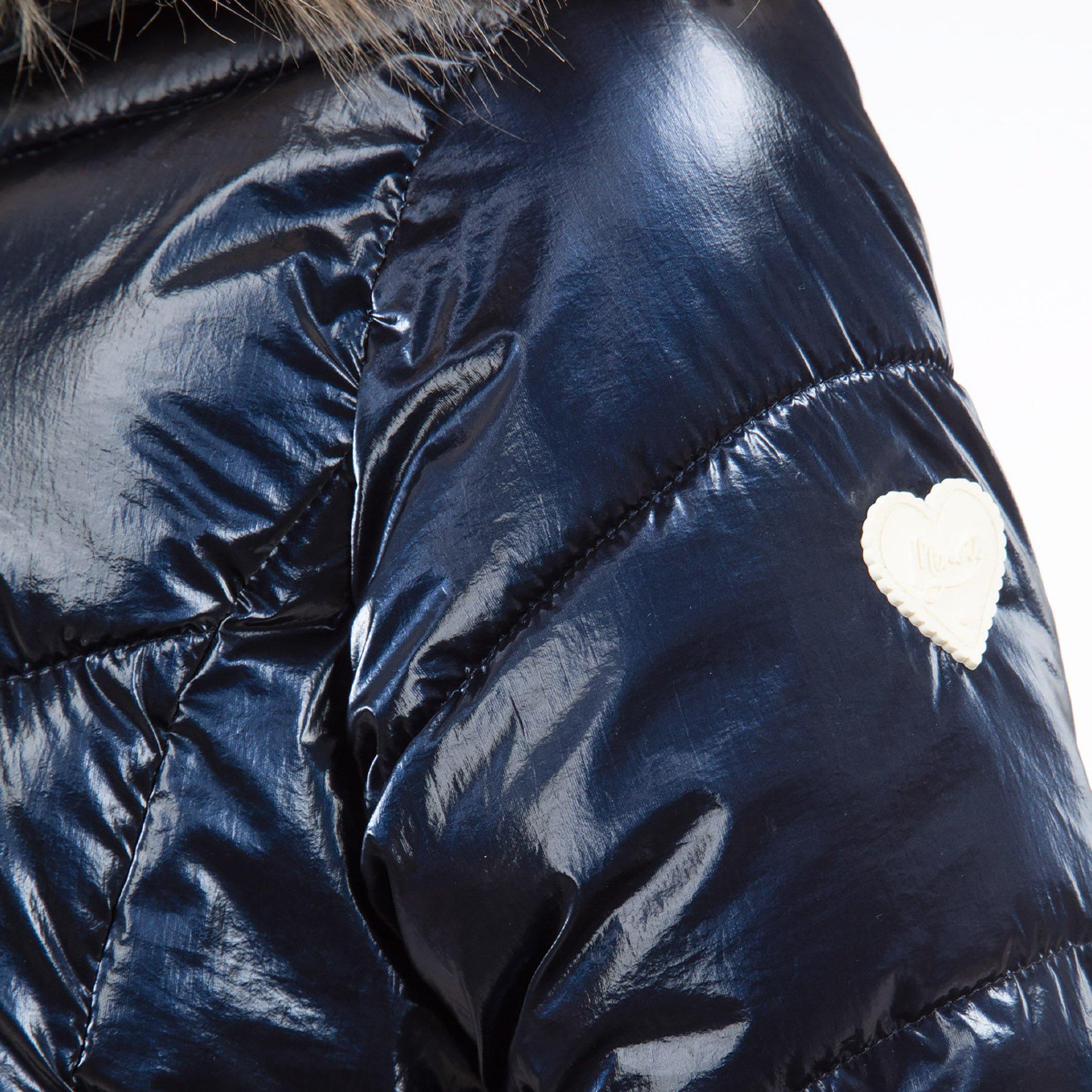 Dark Blue - Minoti - Girls winter jacket metallic finish navy - 8