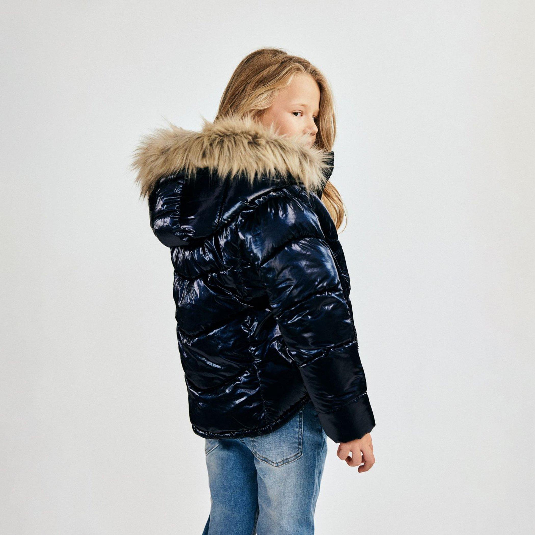 Dark Blue - Minoti - Girls winter jacket metallic finish navy - 3