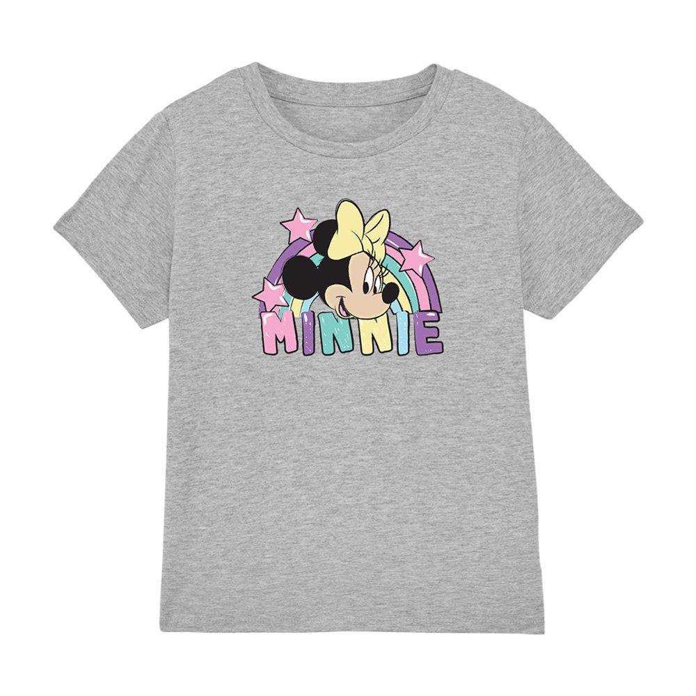 Grey - Minnie Mouse - Minnie Mouse Rainbow Head T-Shirt Grey - 1