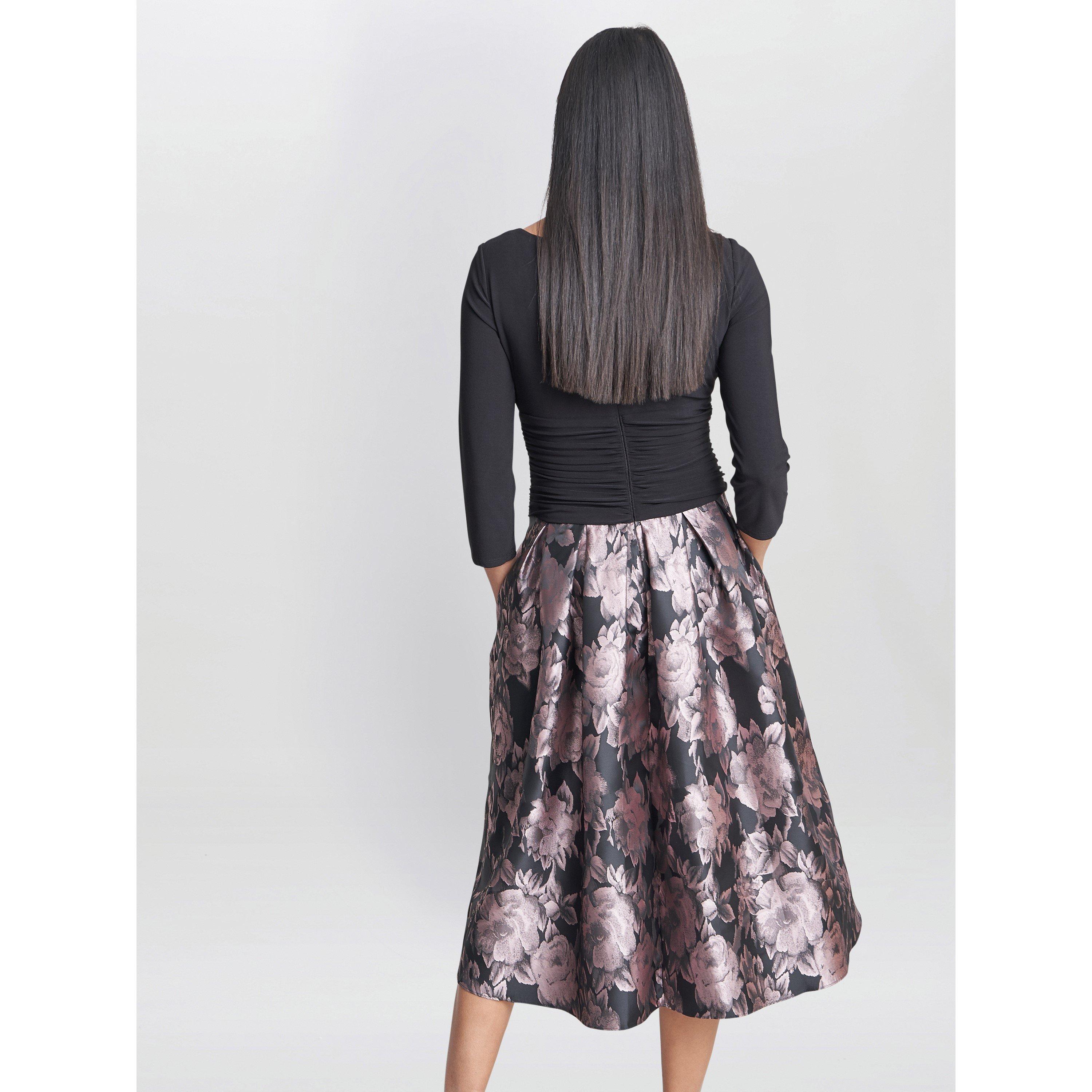 Black Pink - Gina Bacconi - Hannah Floral Printed Jacquard Dress - 2