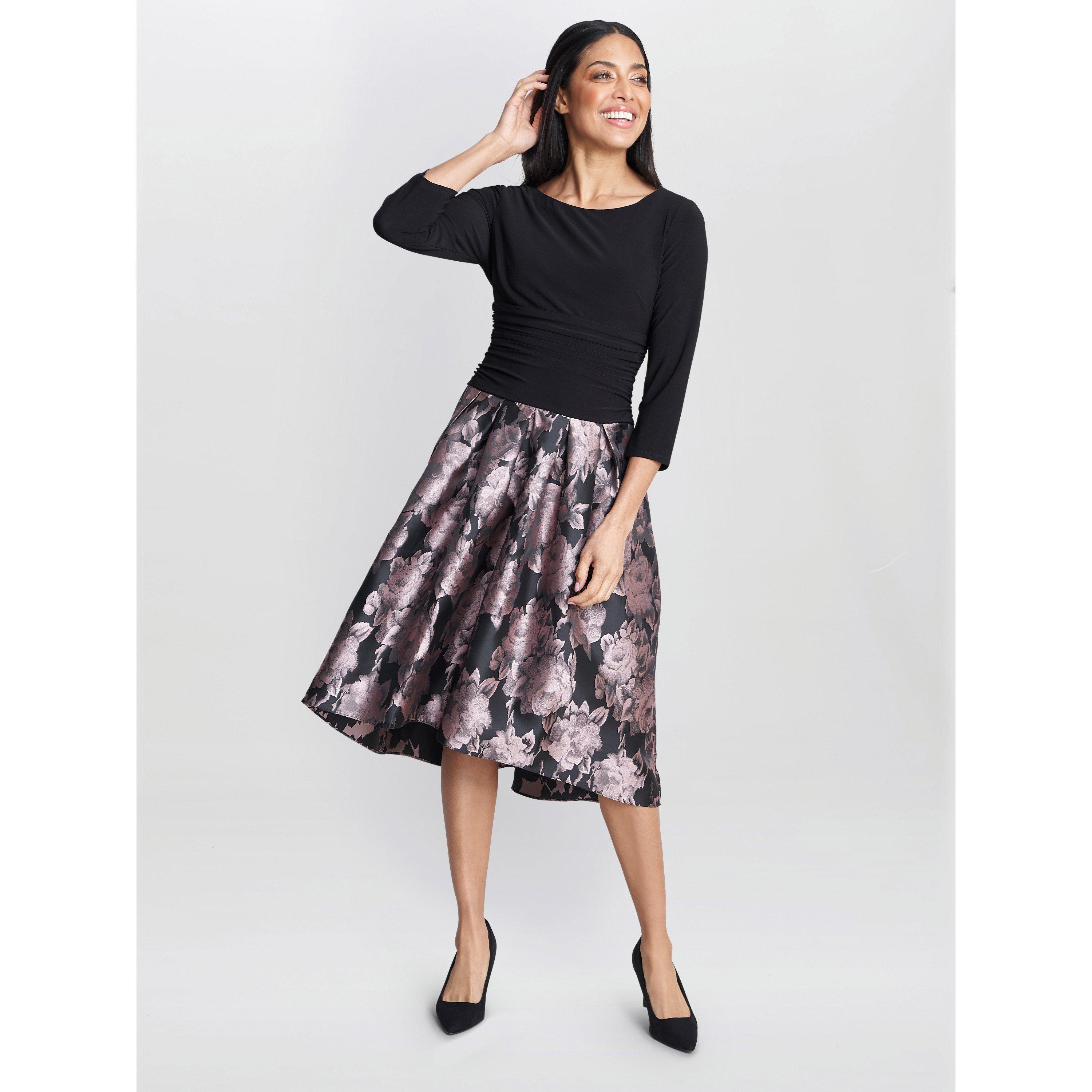 Black Pink - Gina Bacconi - Hannah Floral Printed Jacquard Dress - 3