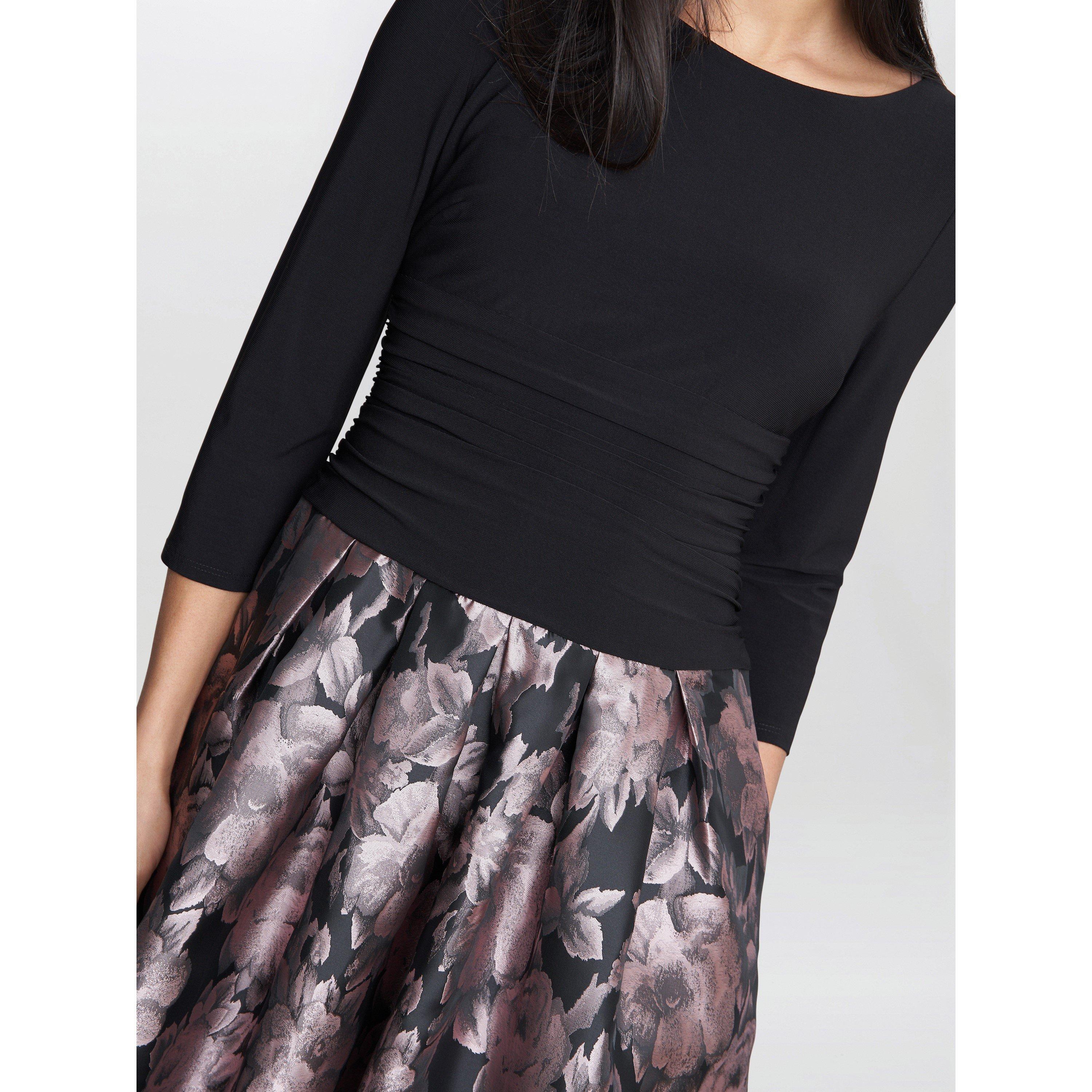 Black Pink - Gina Bacconi - Hannah Floral Printed Jacquard Dress - 5