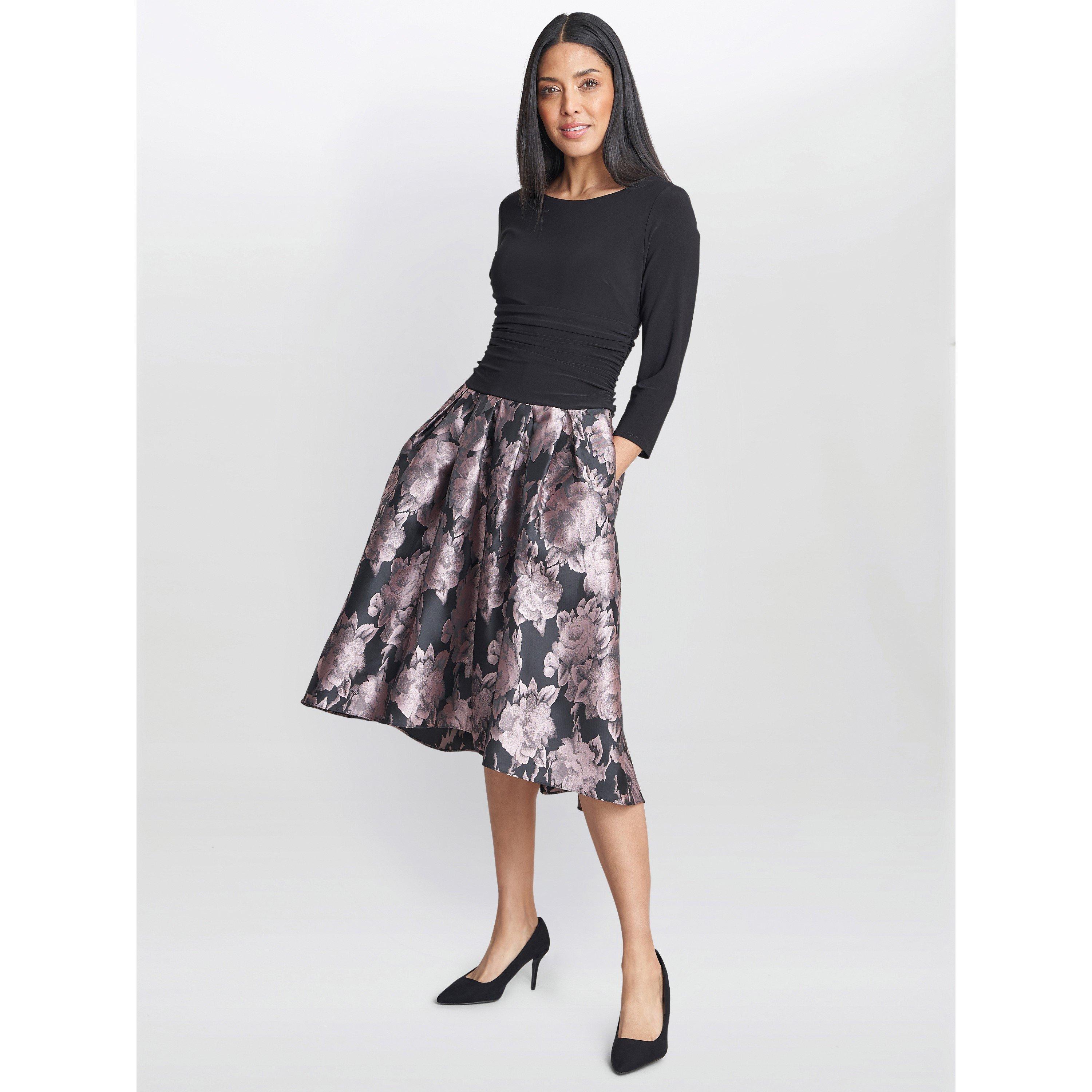 Black Pink - Gina Bacconi - Hannah Floral Printed Jacquard Dress - 6