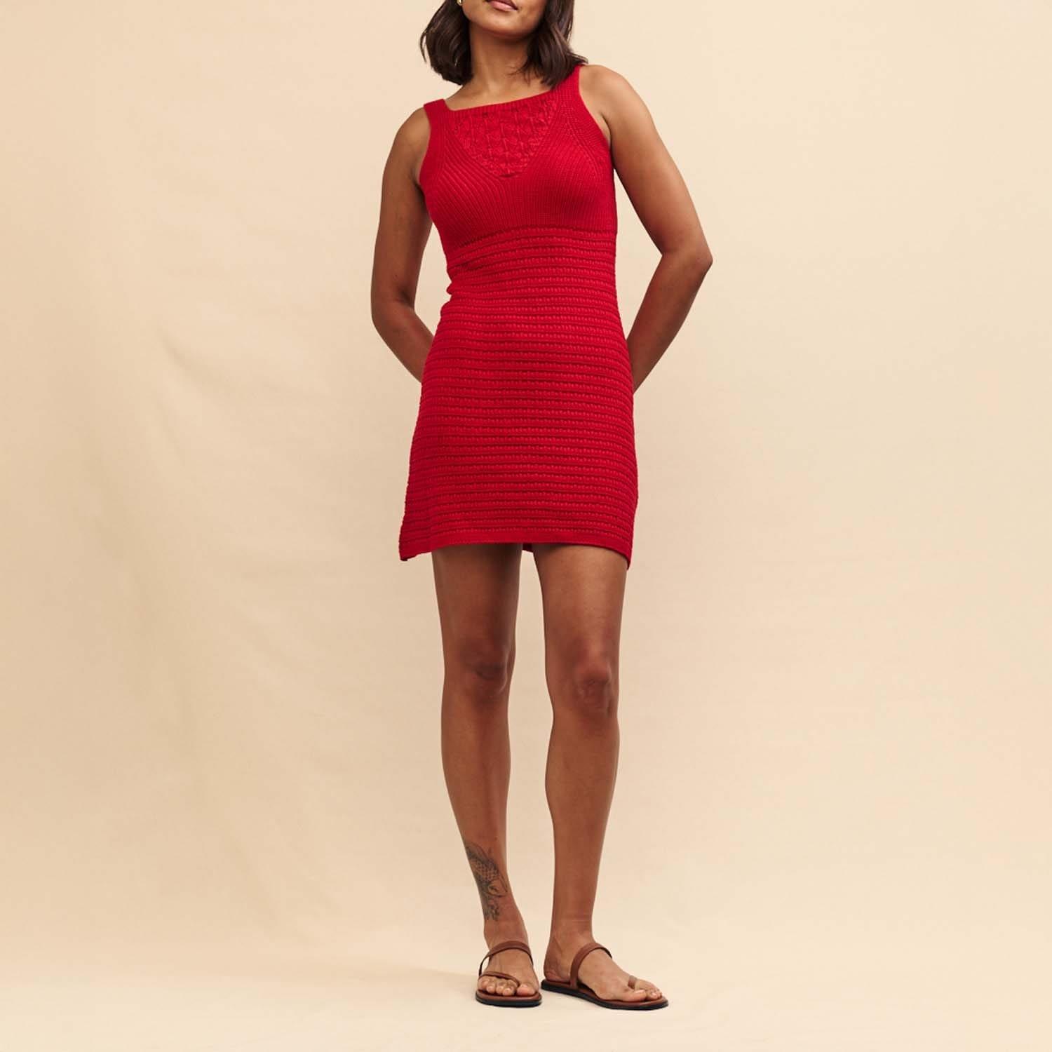 Red - Nobodys Child - Mock Crochet Mini Dress - 5
