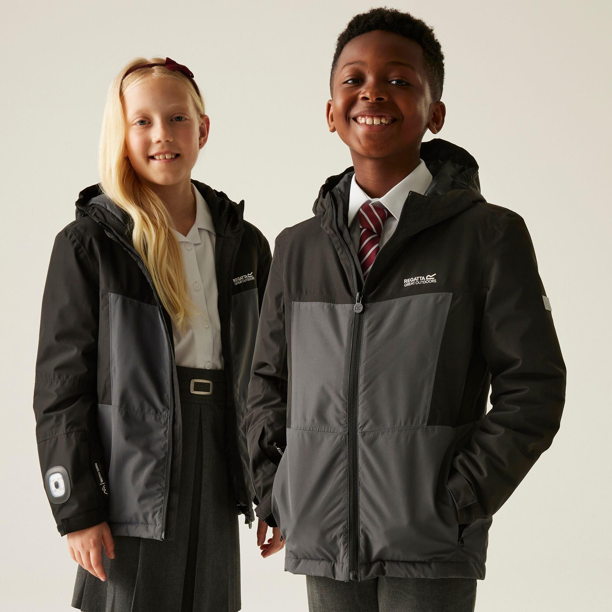 Black - Regatta - Kids' Beamz Waterproof Reflective Insulated Jacket - 1