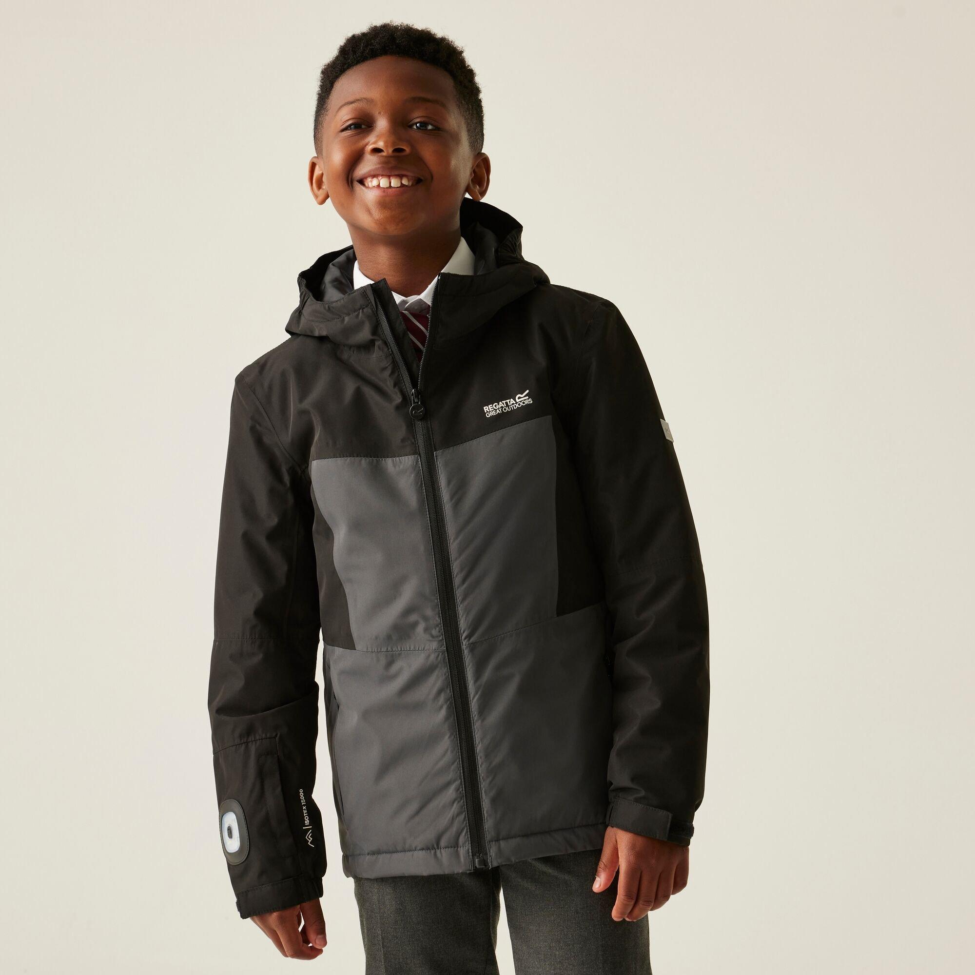 Black - Regatta - Kids' Beamz Waterproof Reflective Insulated Jacket - 2