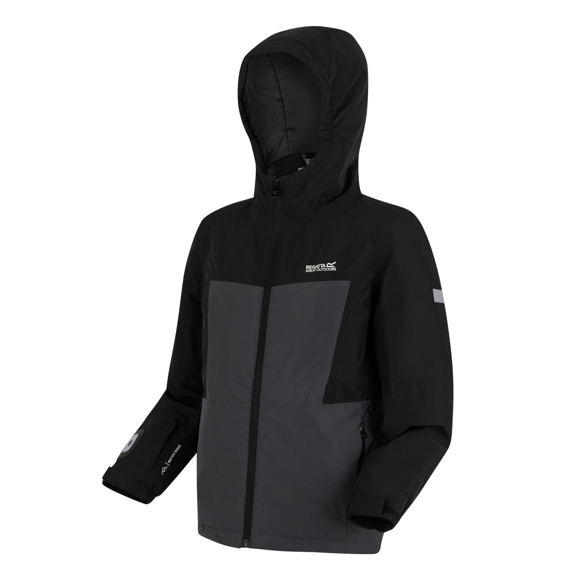 Black - Regatta - Kids' Beamz Waterproof Reflective Insulated Jacket - 11