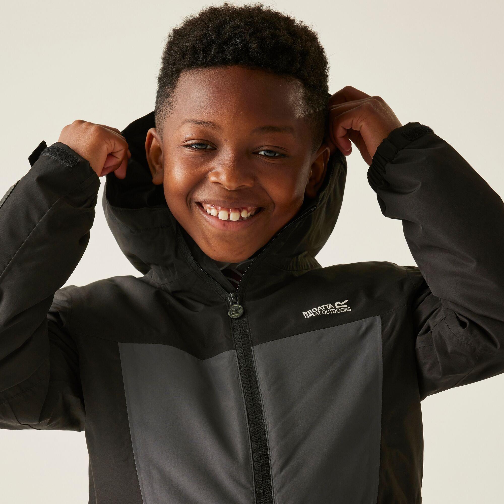 Black - Regatta - Kids' Beamz Waterproof Reflective Insulated Jacket - 7