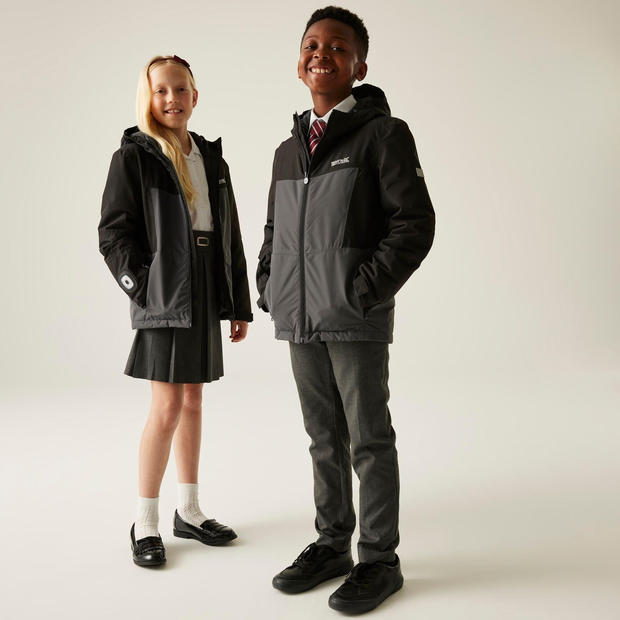 Black - Regatta - Kids' Beamz Waterproof Reflective Insulated Jacket - 8