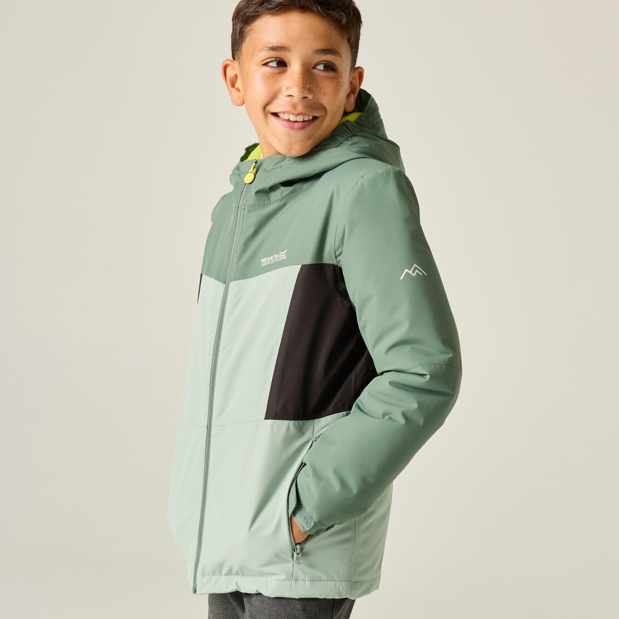 Dark Forest/Gla - Regatta - Kids Beamz Waterproof Jacket - 5