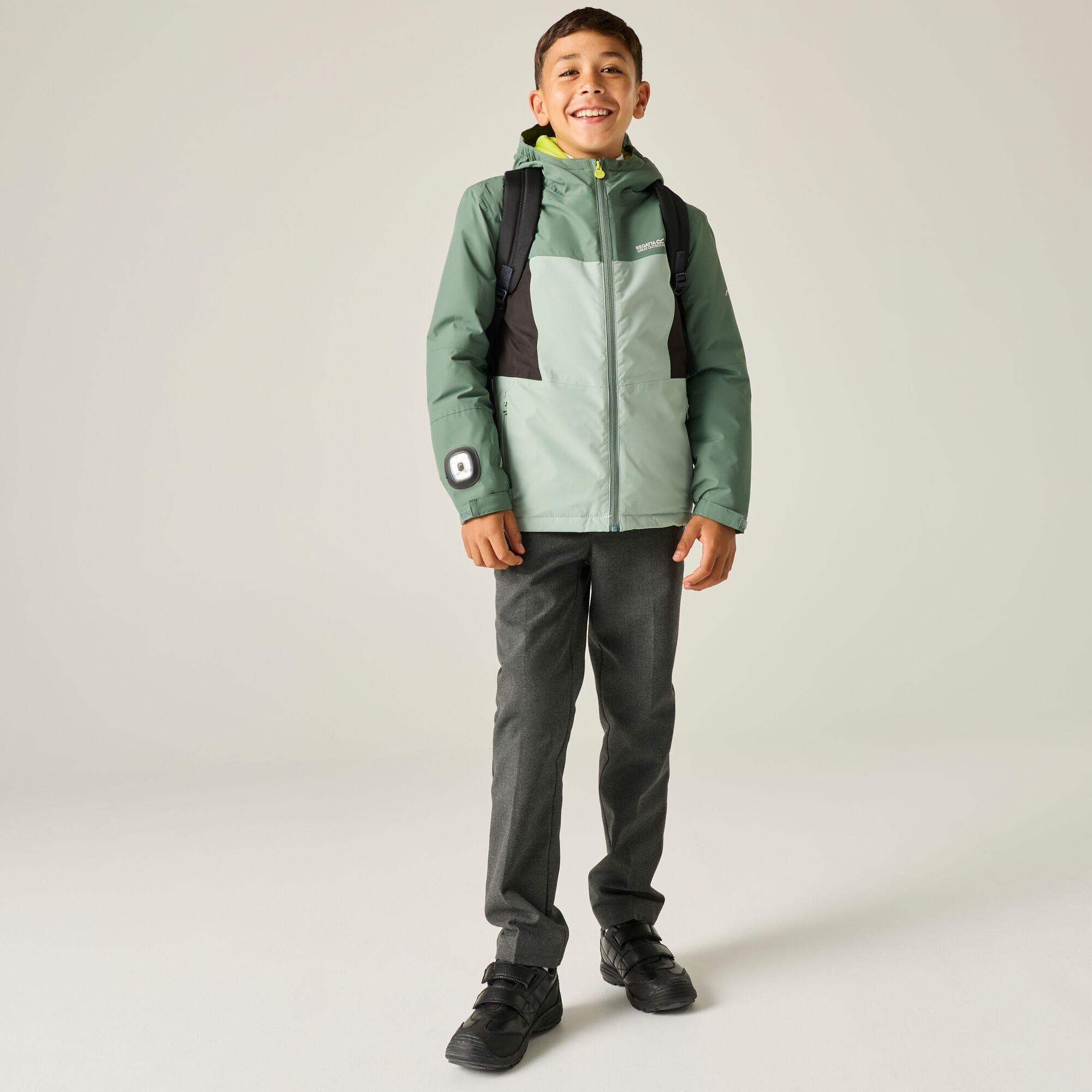 Dark Forest/Gla - Regatta - Kids Beamz Waterproof Jacket - 7
