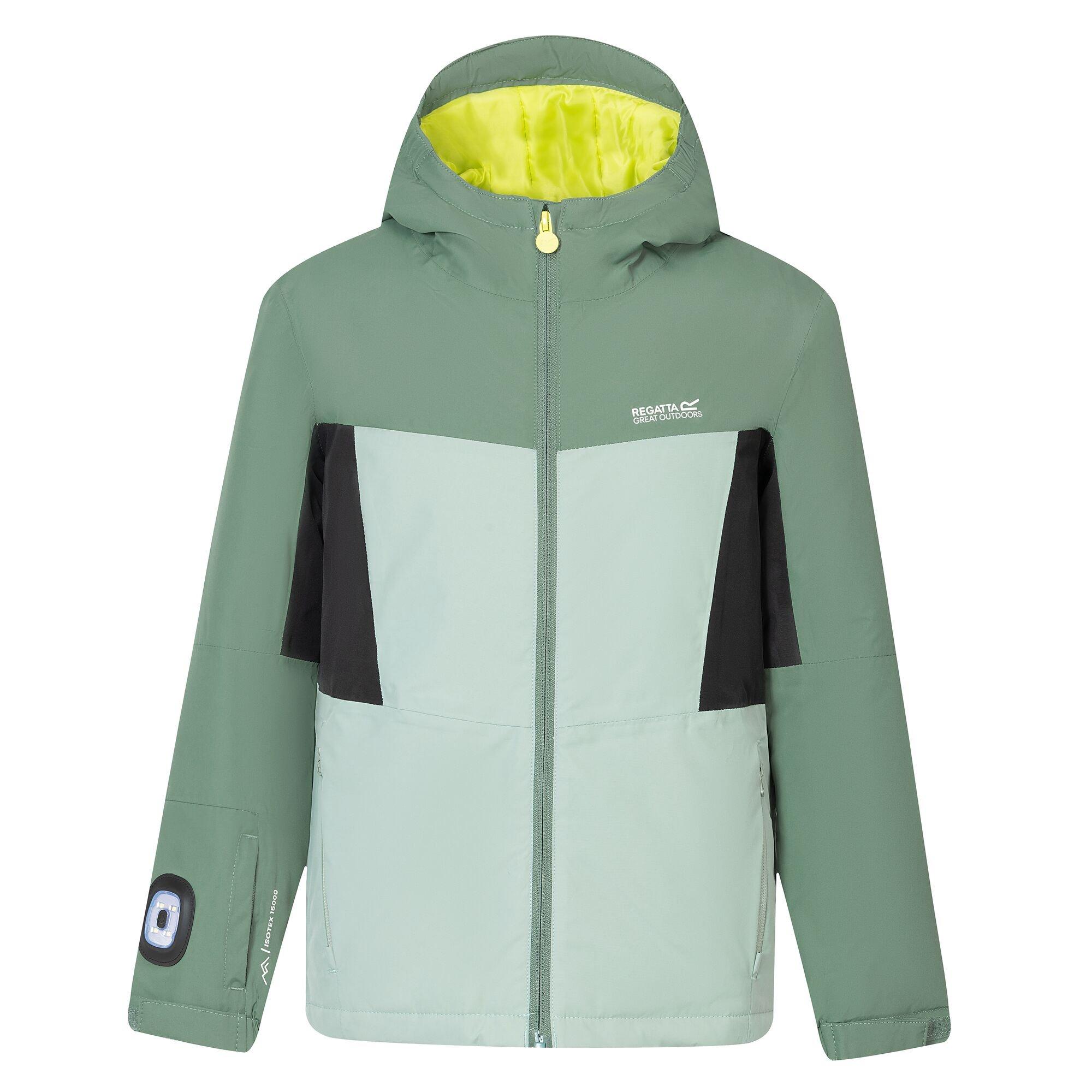 Dark Forest/Gla - Regatta - Kids Beamz Waterproof Jacket - 8