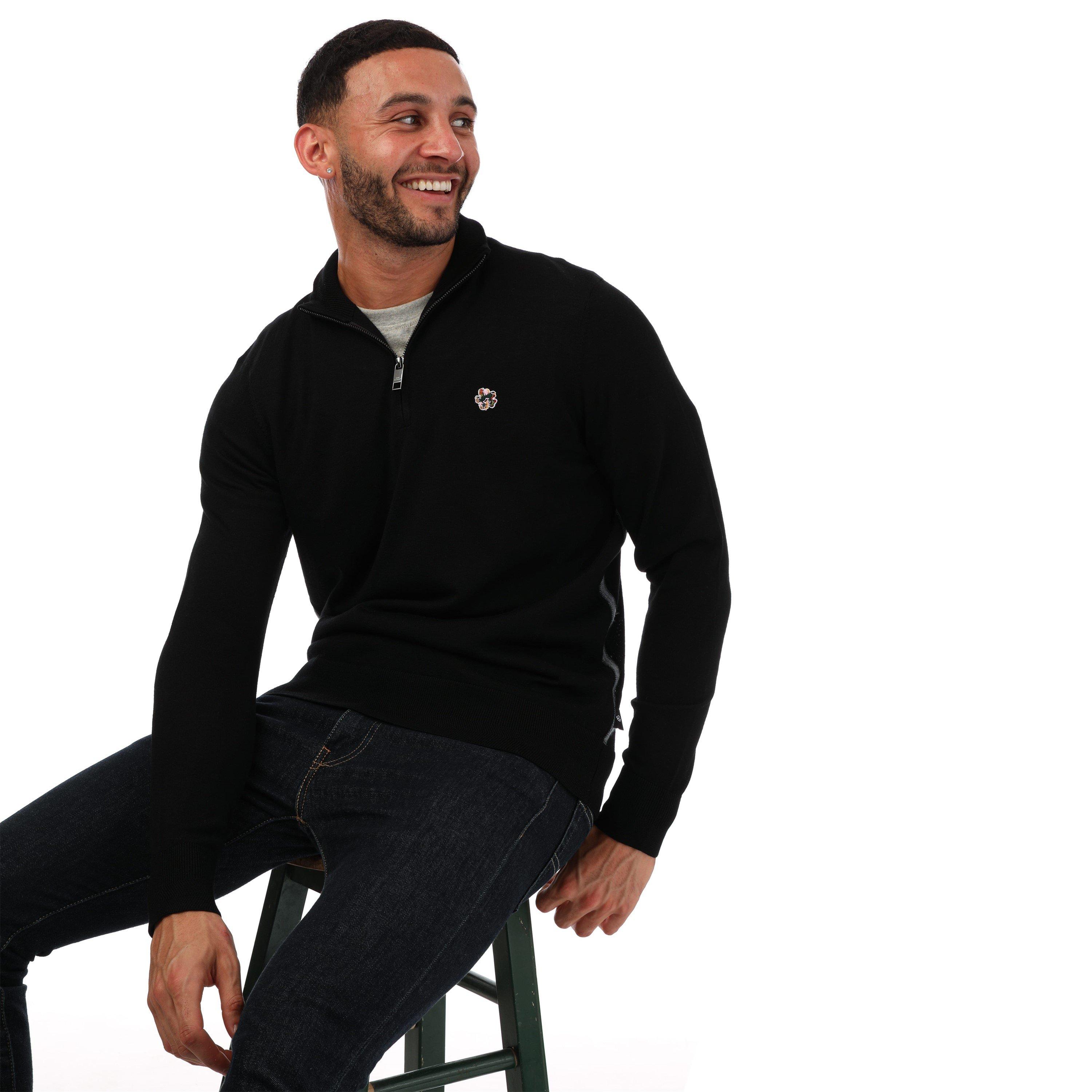 Black - Ted Baker - Tooting Half-Zip Sweatshirt - 4