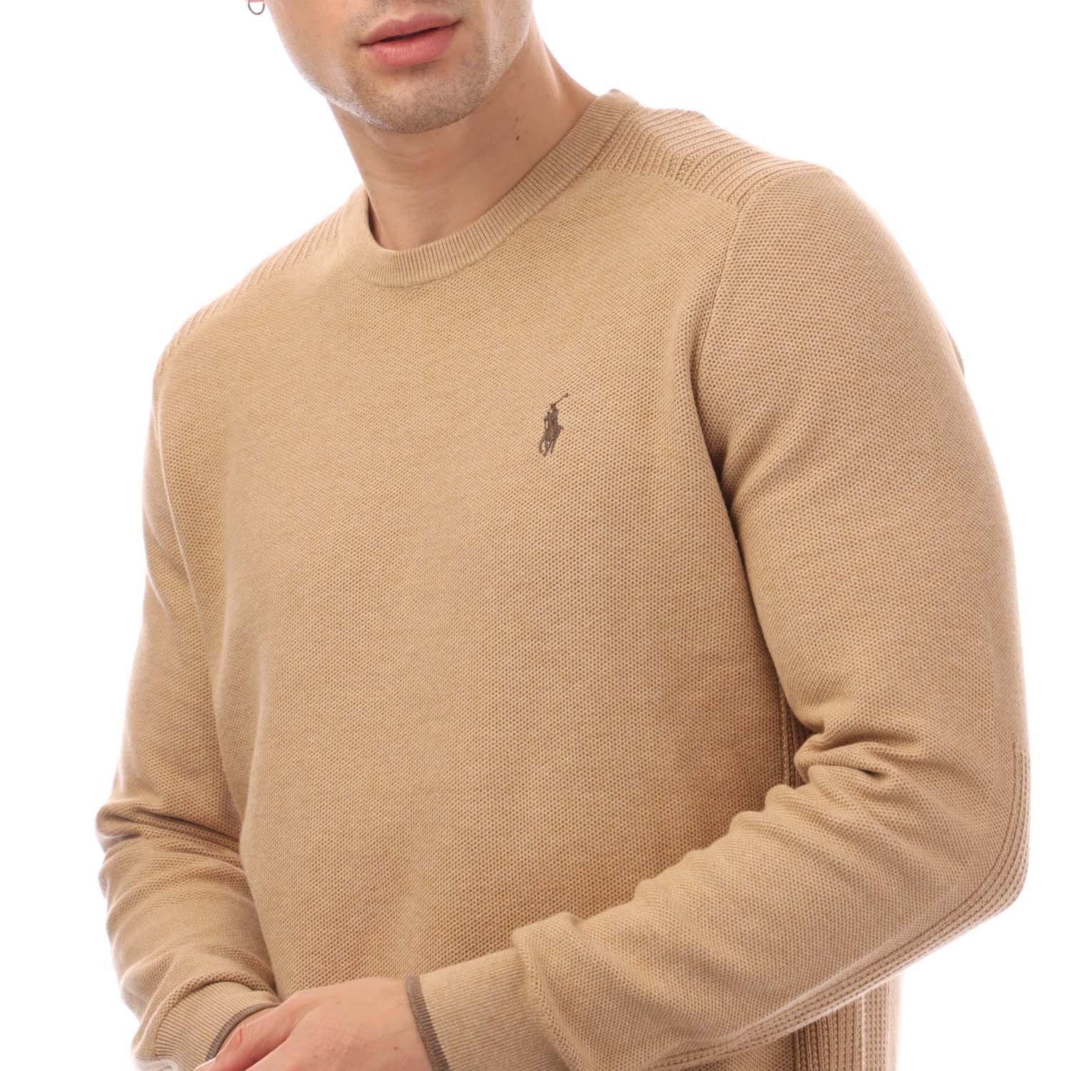 Camel - Ralph Lauren - Mesh-Knit Cotton Crewneck Sweater - 2
