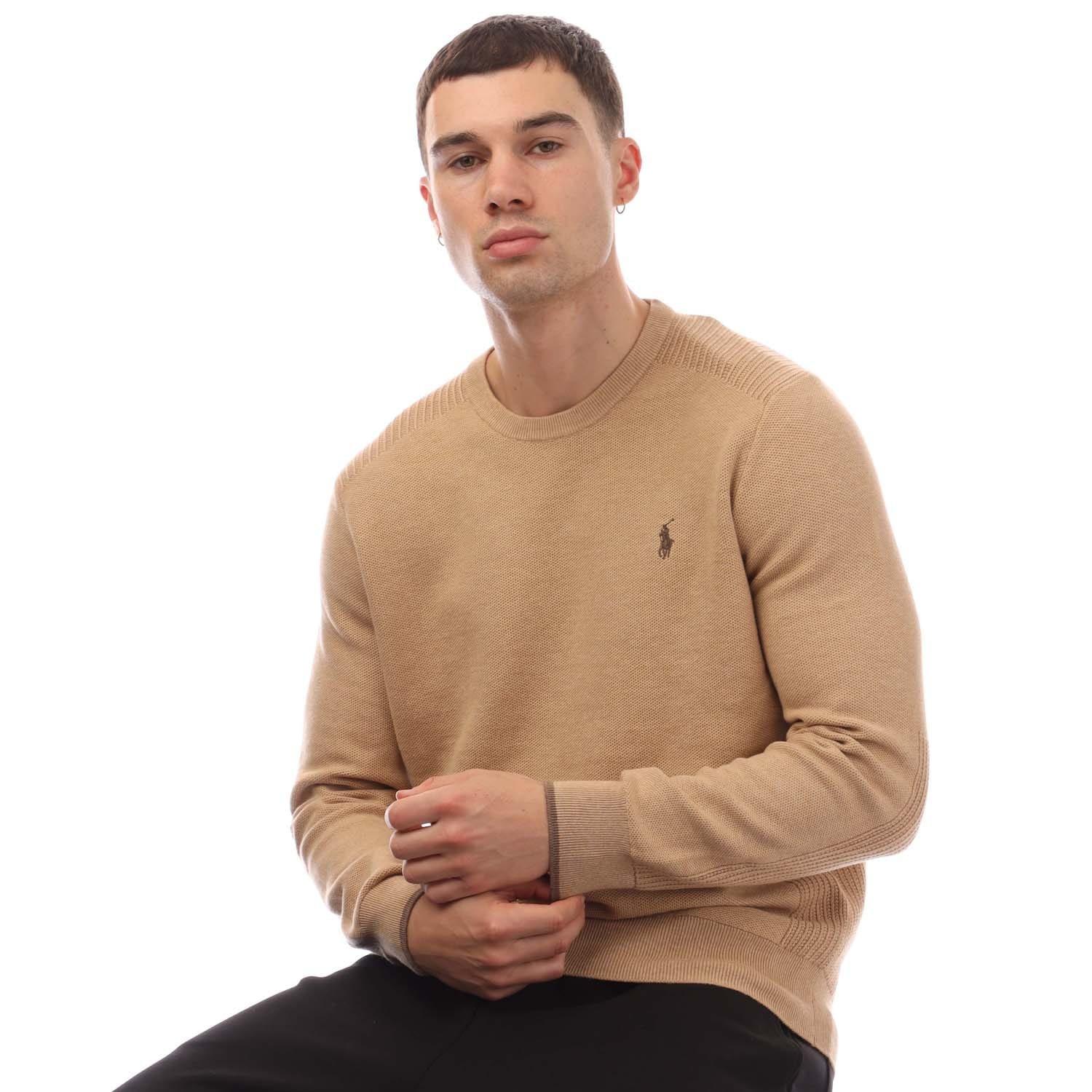 Camel - Ralph Lauren - Mesh-Knit Cotton Crewneck Sweater - 4