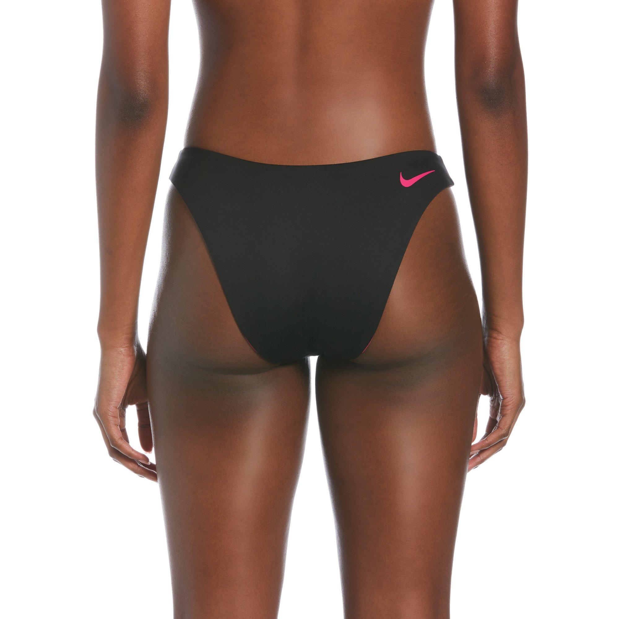 Black/Pink - Nike - Swim Colour Block Reversible Sling Bikini Bottoms - 2