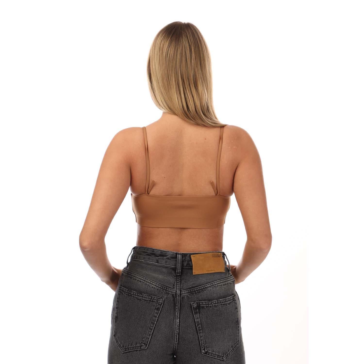 Brown - Off White - Straight Neckline Sleek Top - 2