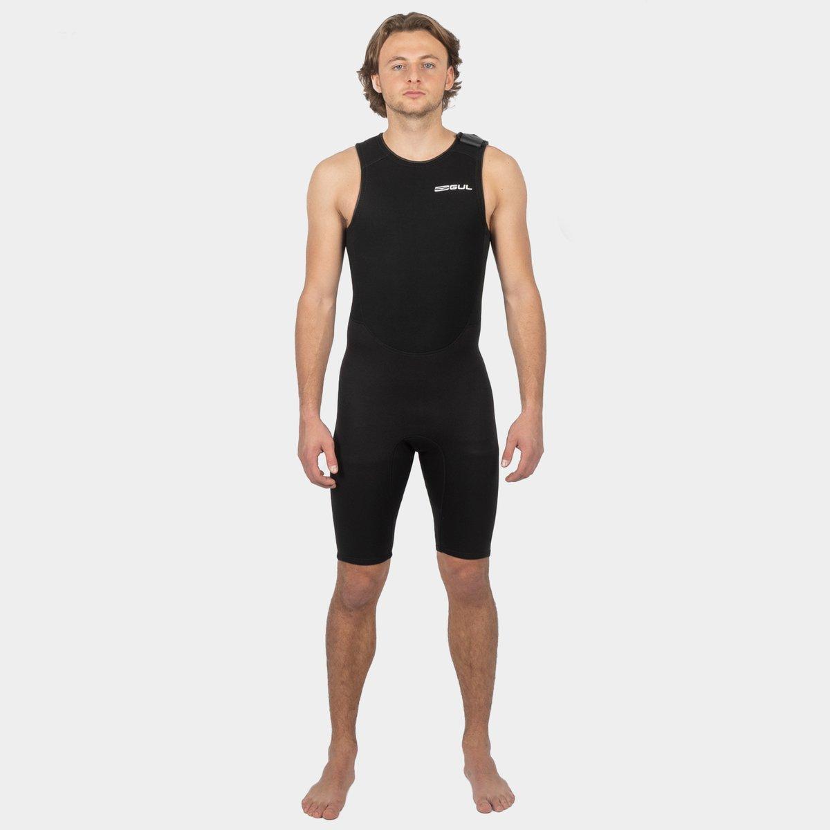 Black - Gul - MENS RESPONSE 3/2MM FLATLOCK SHORTJOHN WETSUIT - 8